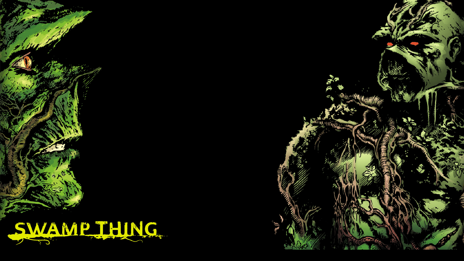 Made a Swamp Thing wallpaper from the covers of the first two Alan