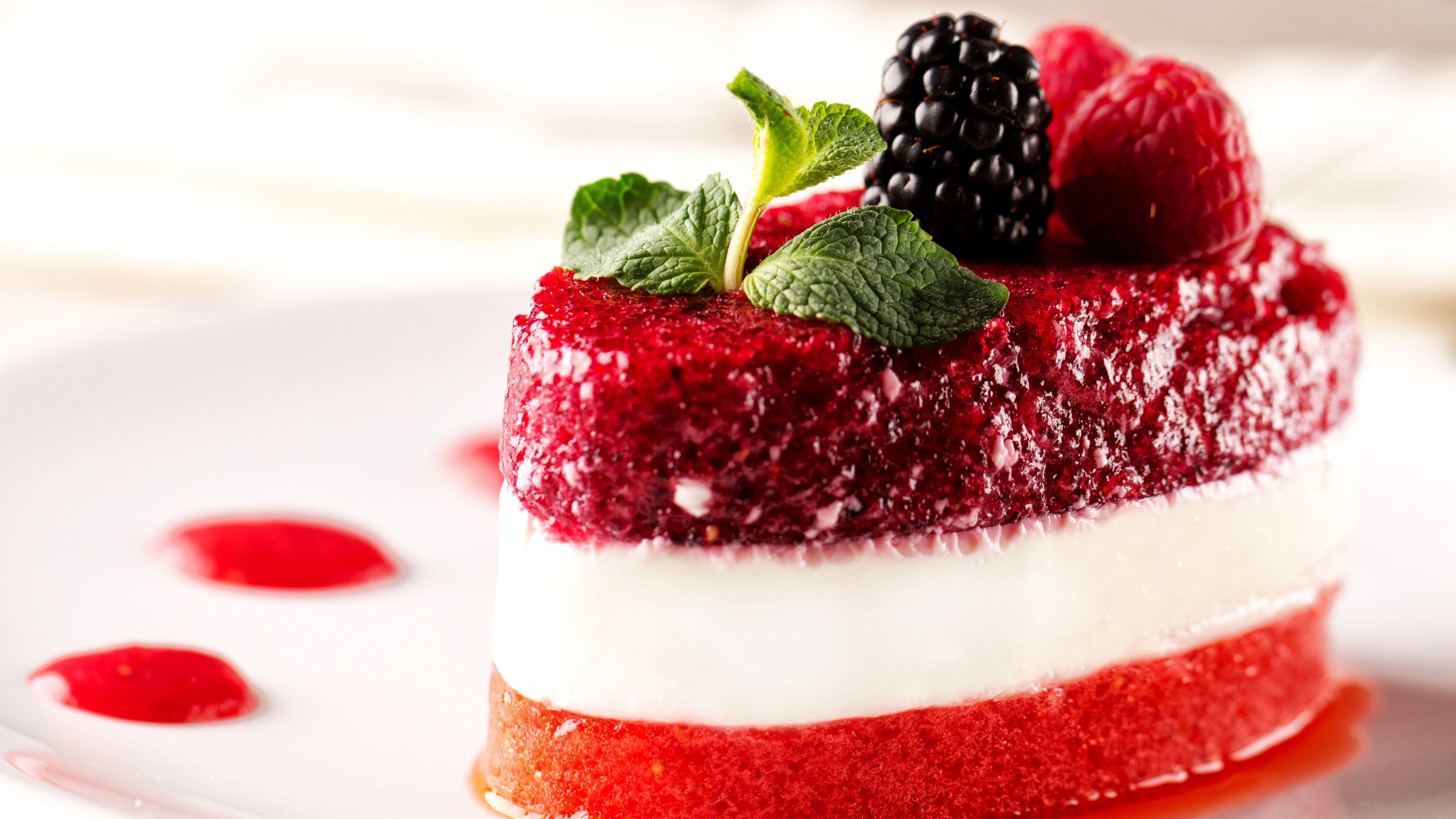 Download 4000x2250 Cake, Cream, Berries, Fruits, Dessert, Pastry