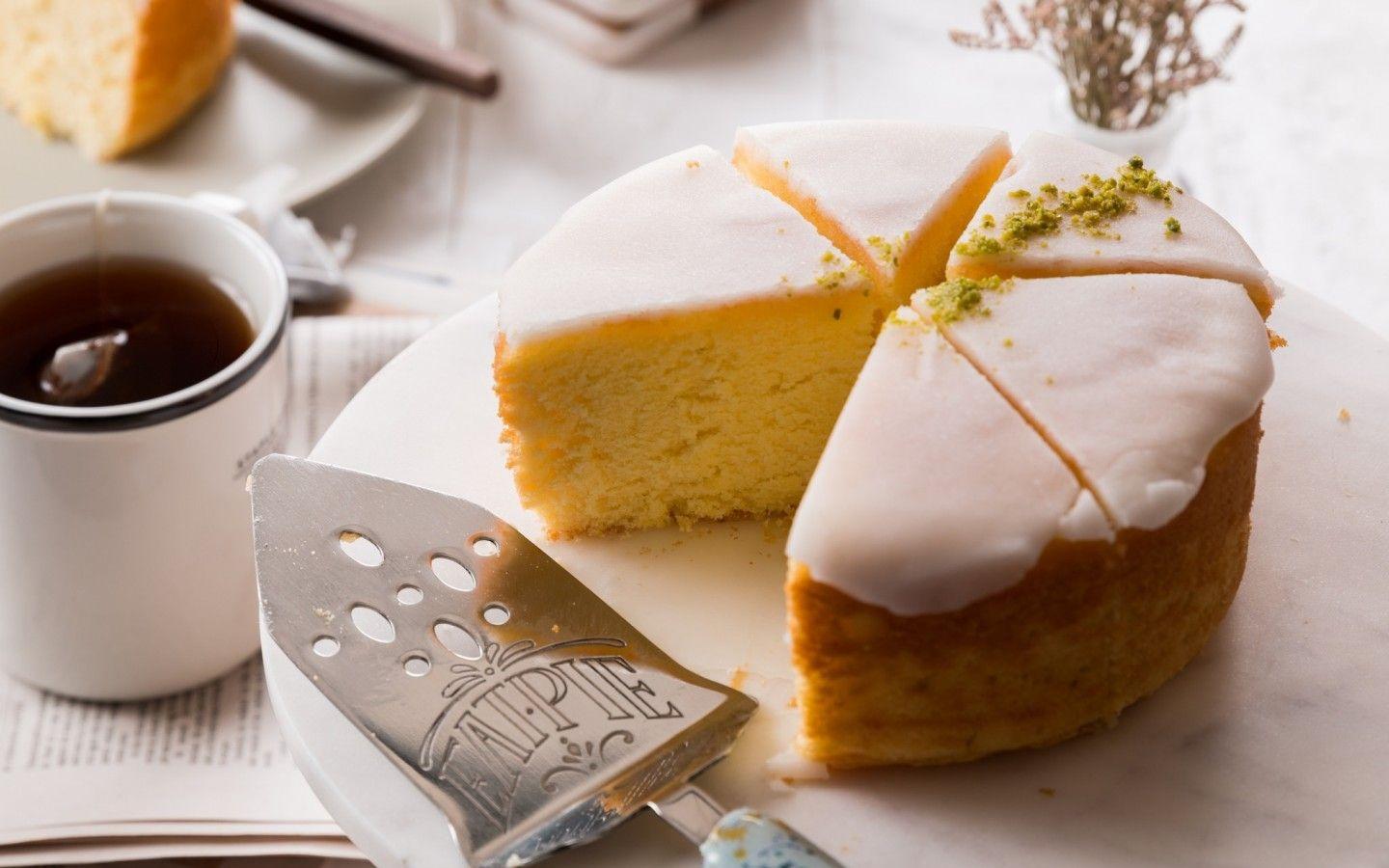 Download 1440x900 Cake, Tea, Dessert, Plate, Pastry Wallpaper