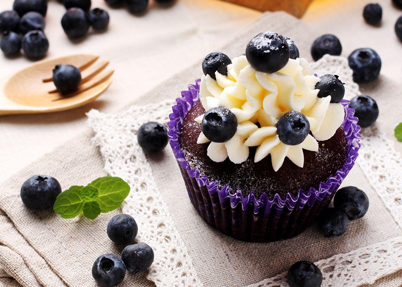 Wallpaper Cupcake Blueberries Food Pastry Sweets Closeup