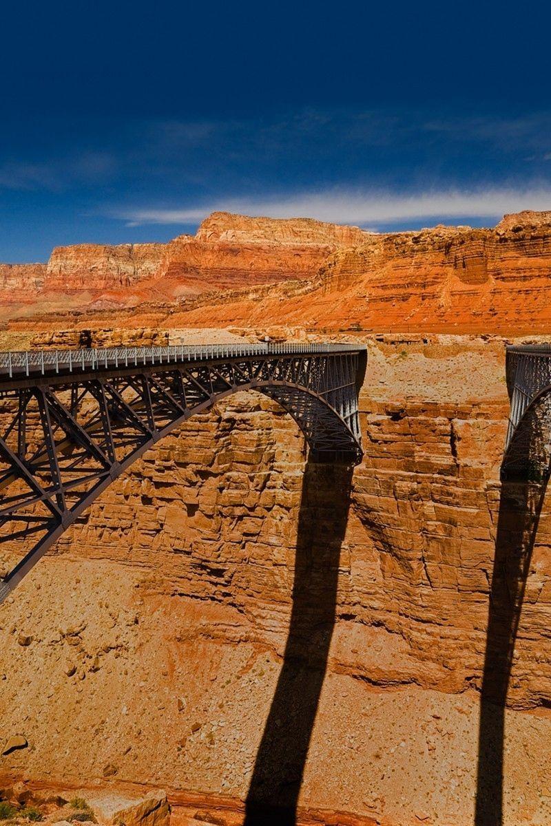 Download wallpaper 800x1200 bridges, canyon, height, engineering
