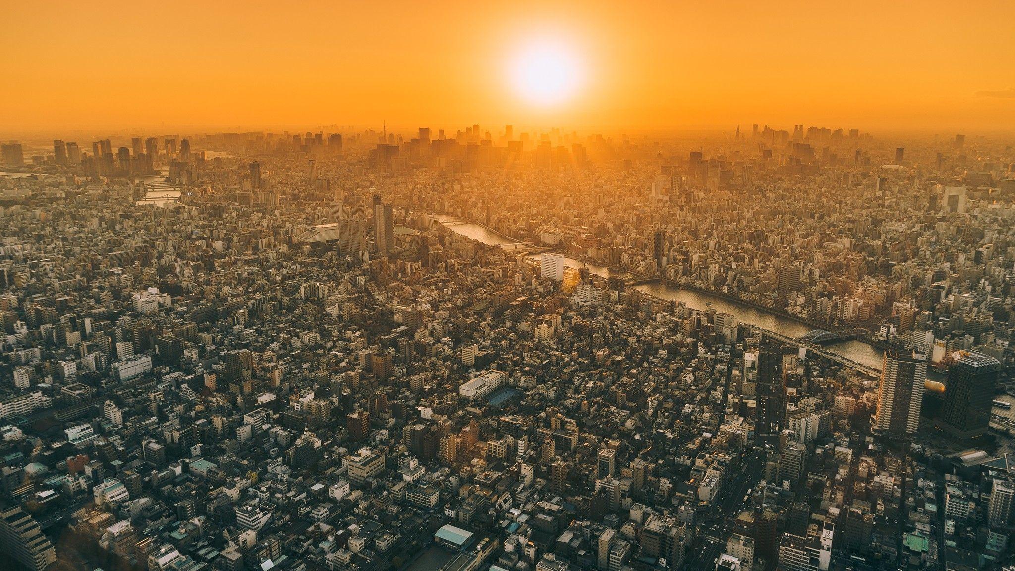 Whole City View From Height 4k 2048x1152 Resolution HD 4k