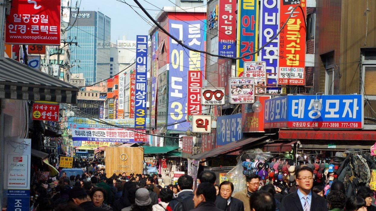 Cityscapes skylines buildings skyscrapers Asians Korea Asia Asian