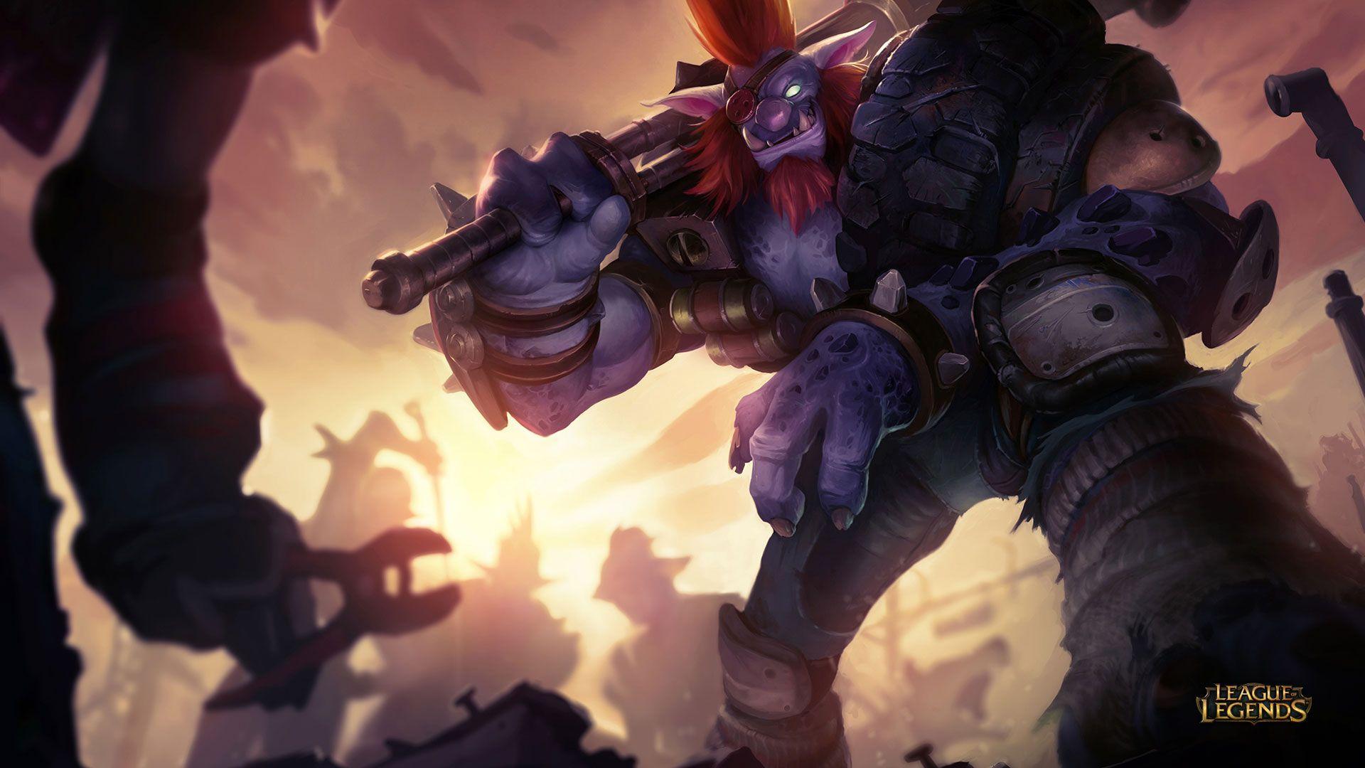 Nidalee, Tristana, and Trundle updated skin splash art