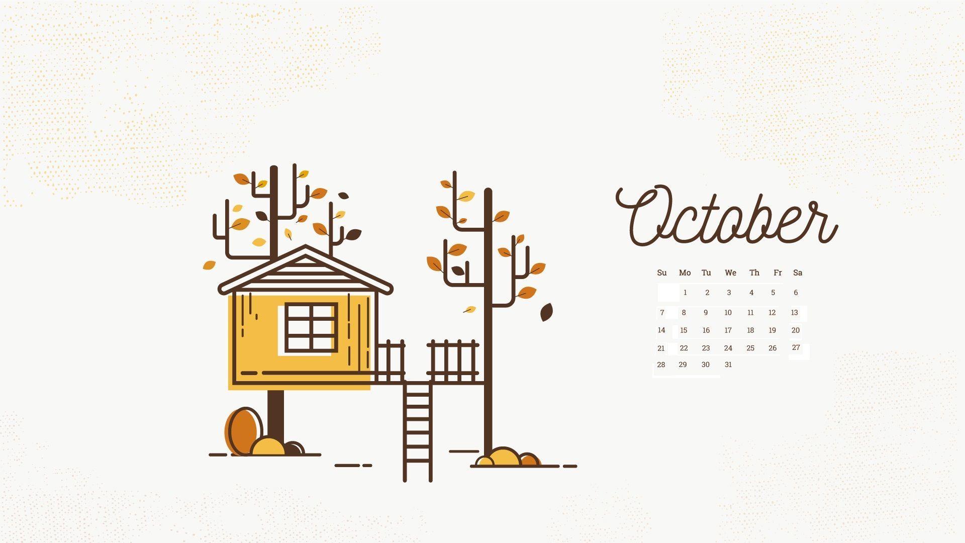 Cute Calendar 2018 October