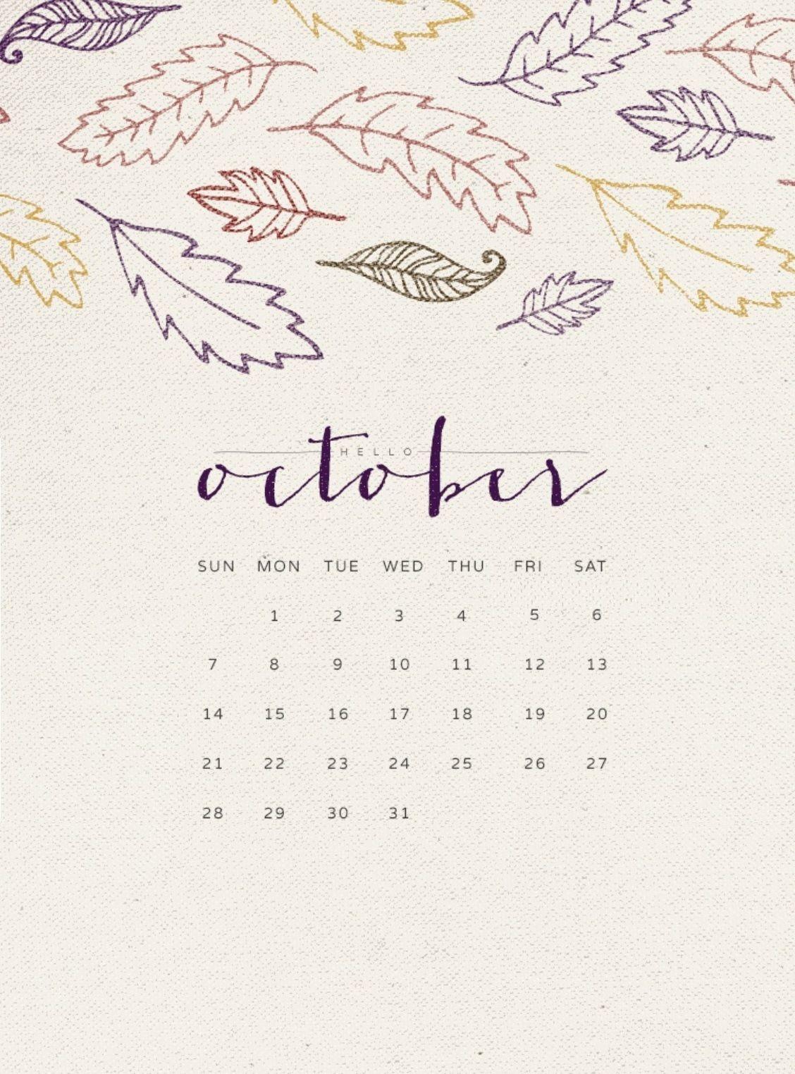 Hello October 2018 Calendar Wallpaper. Calendar 2018