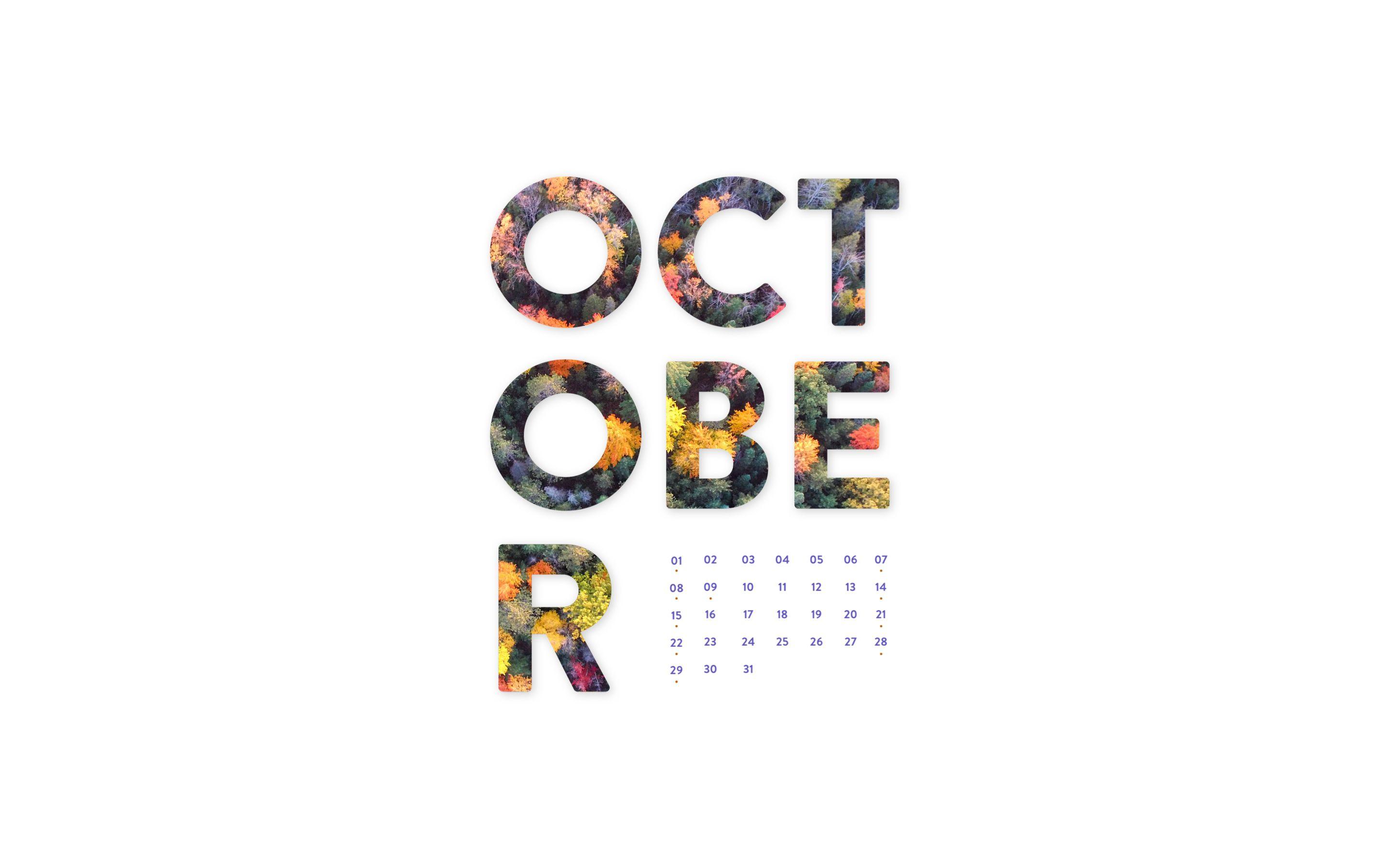 October 2017 Desktop Calendar Wallpaper