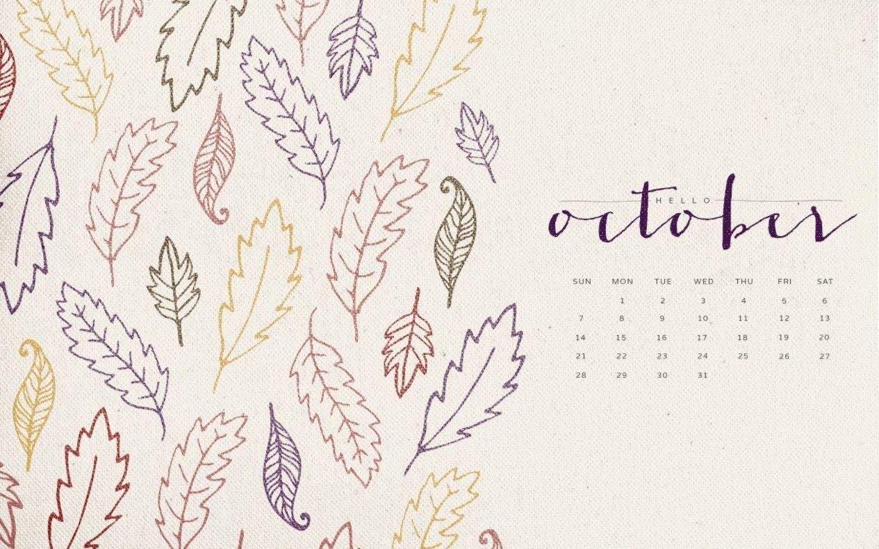 Hello October 2018 Desktop Calendar. Calendar 2018