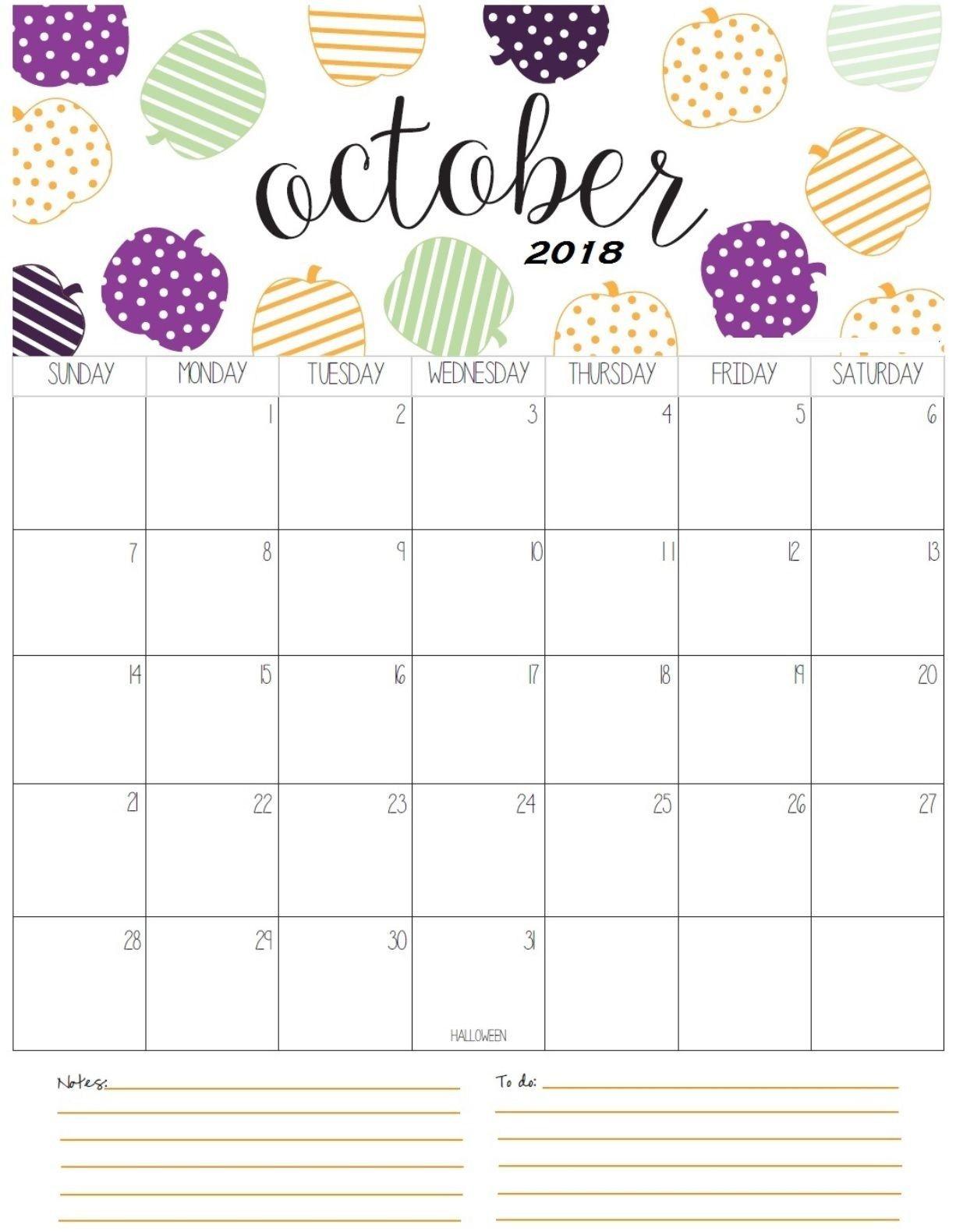 Cute October 2018 Calendar. Calendar Wallpaper inside