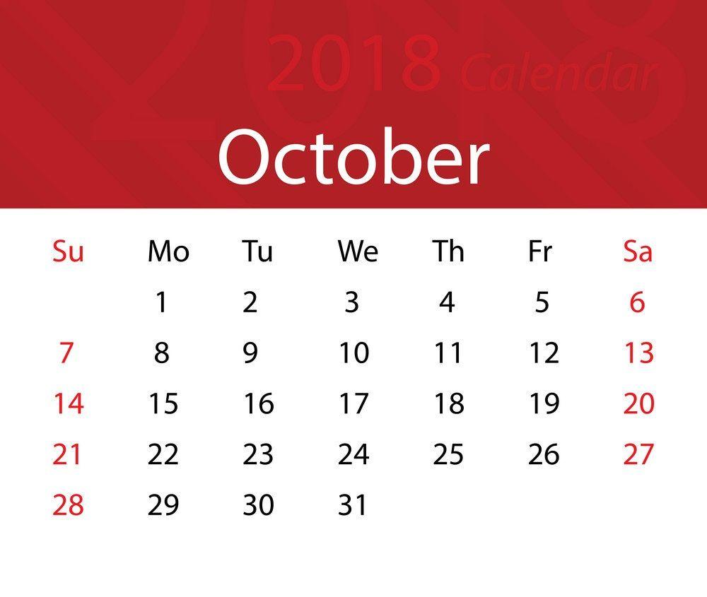 Free Printable October 2018 Calendar Wallpaper
