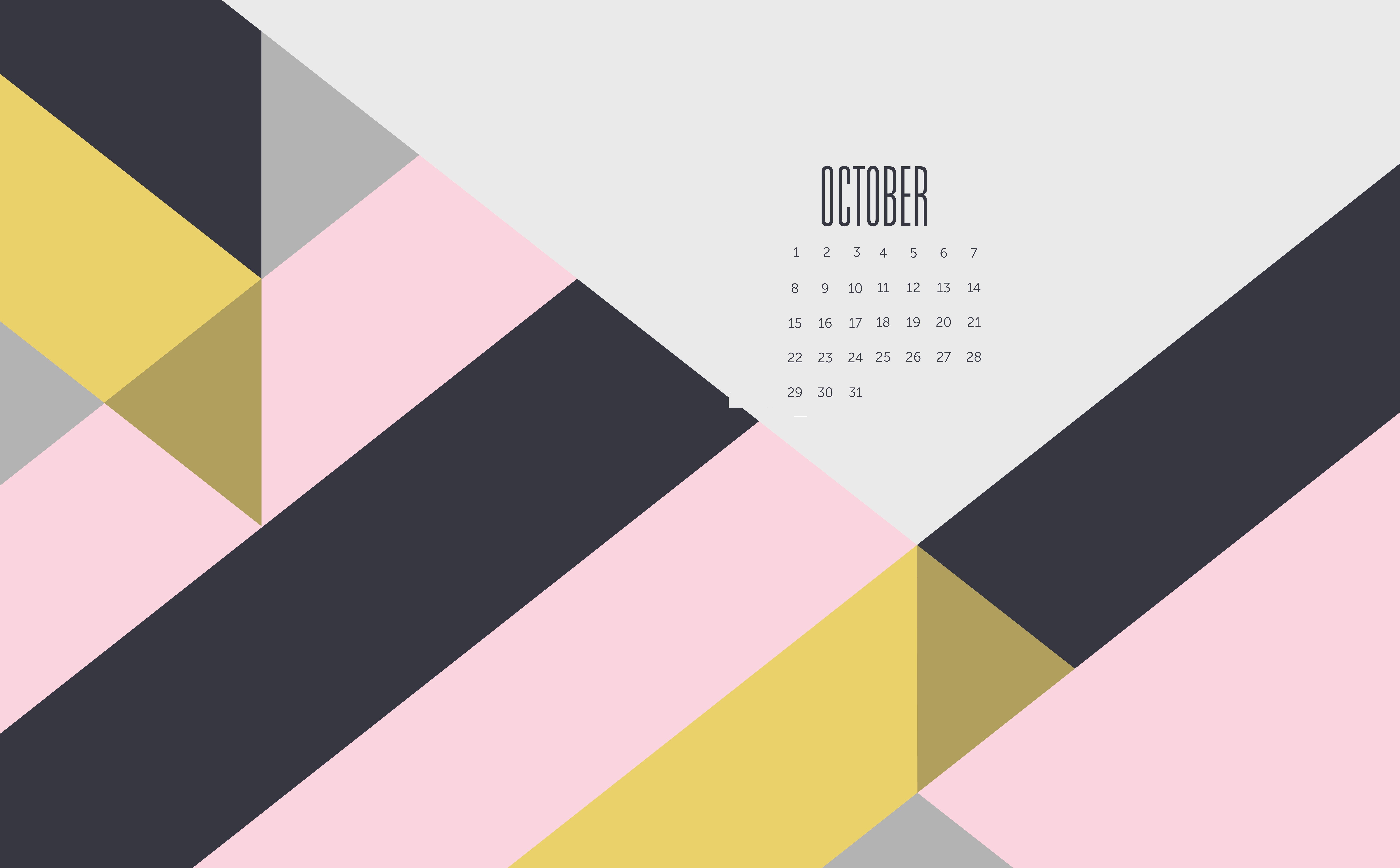 October 2018 Desktop Calendar Wallpaper