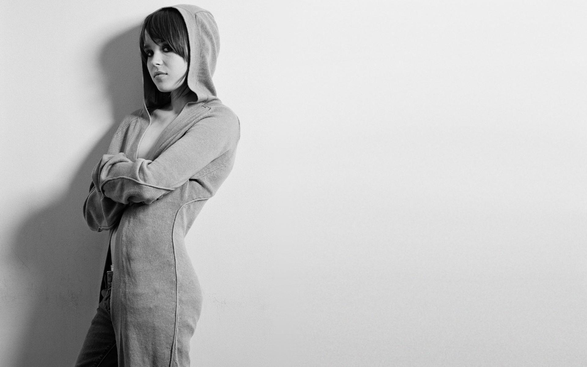 women, Ellen Page, actress, hoodies wallpaper