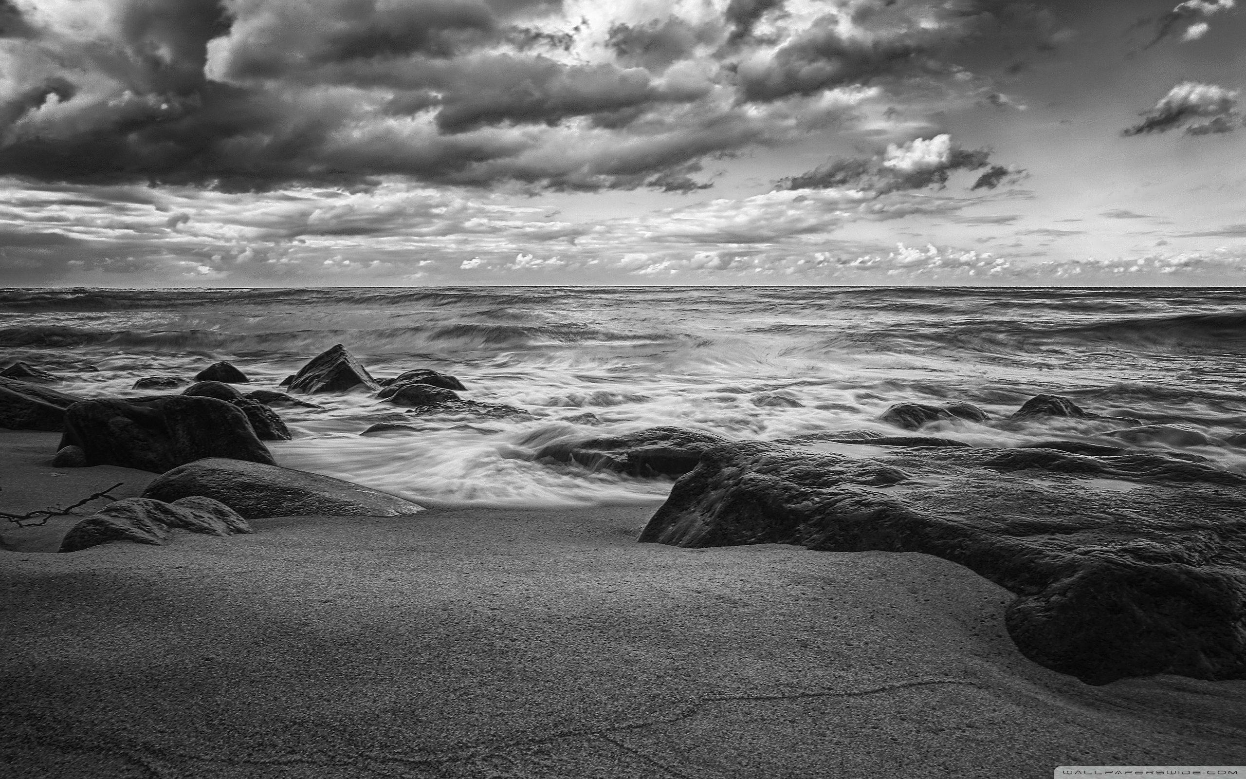 Sea Shore Black And White ❤ 4K HD Desktop Wallpaper for 4K Ultra HD