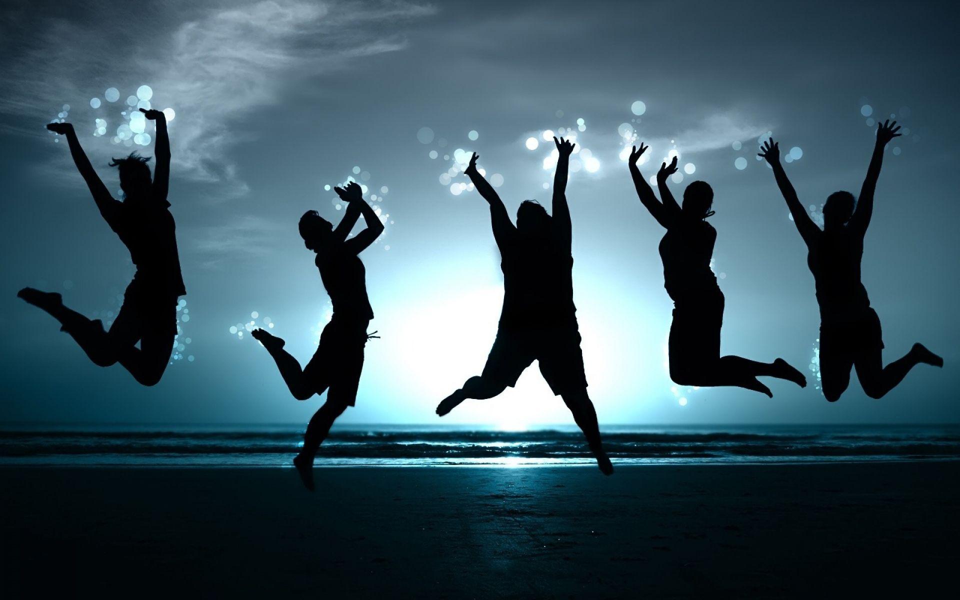 Shadows people, happiness, happy people jumping wallpaper