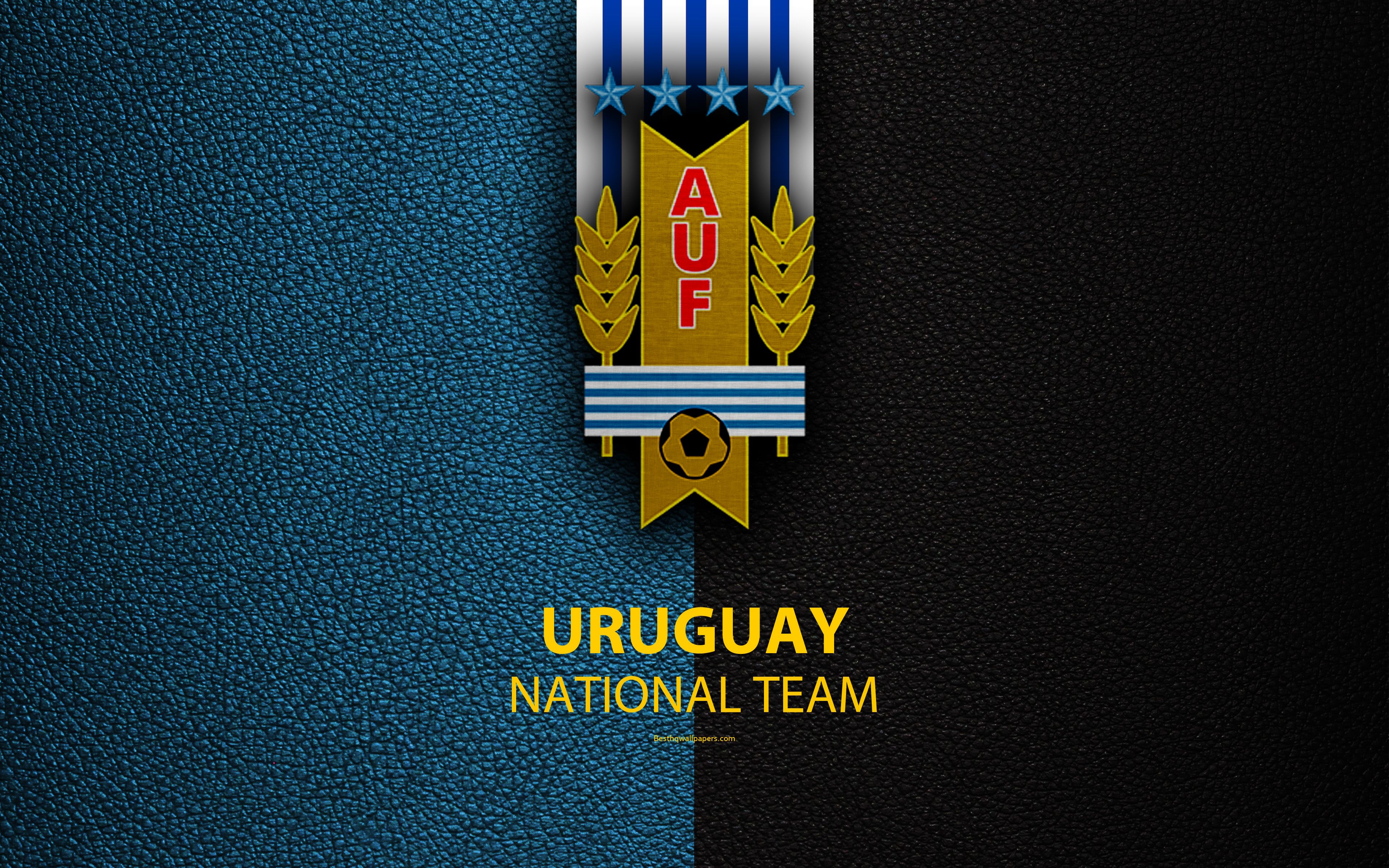 Download wallpaper Uruguay national football team, 4k, leather