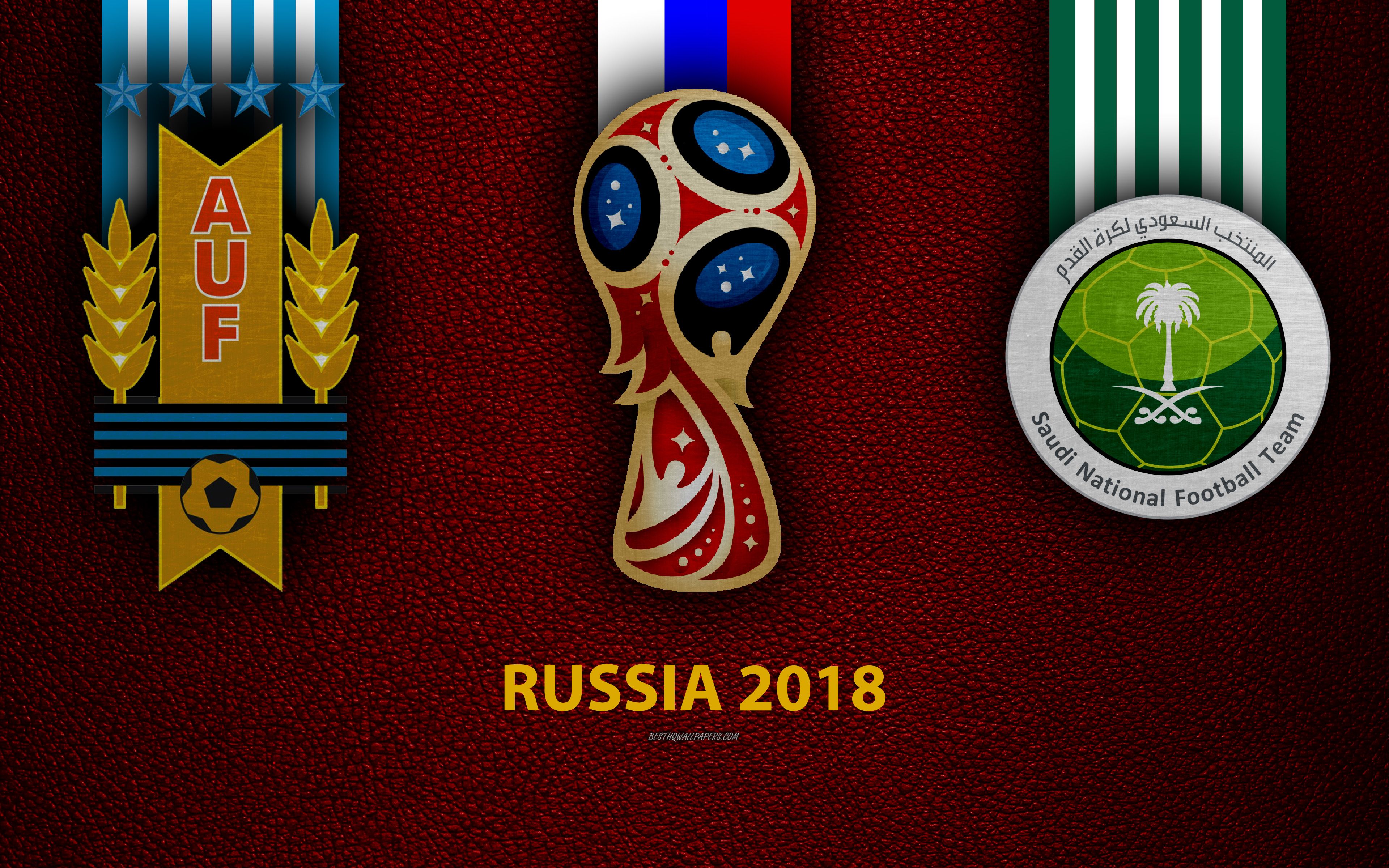 Download wallpaper Uruguay vs Saudi Arabia, 4k, football, logos