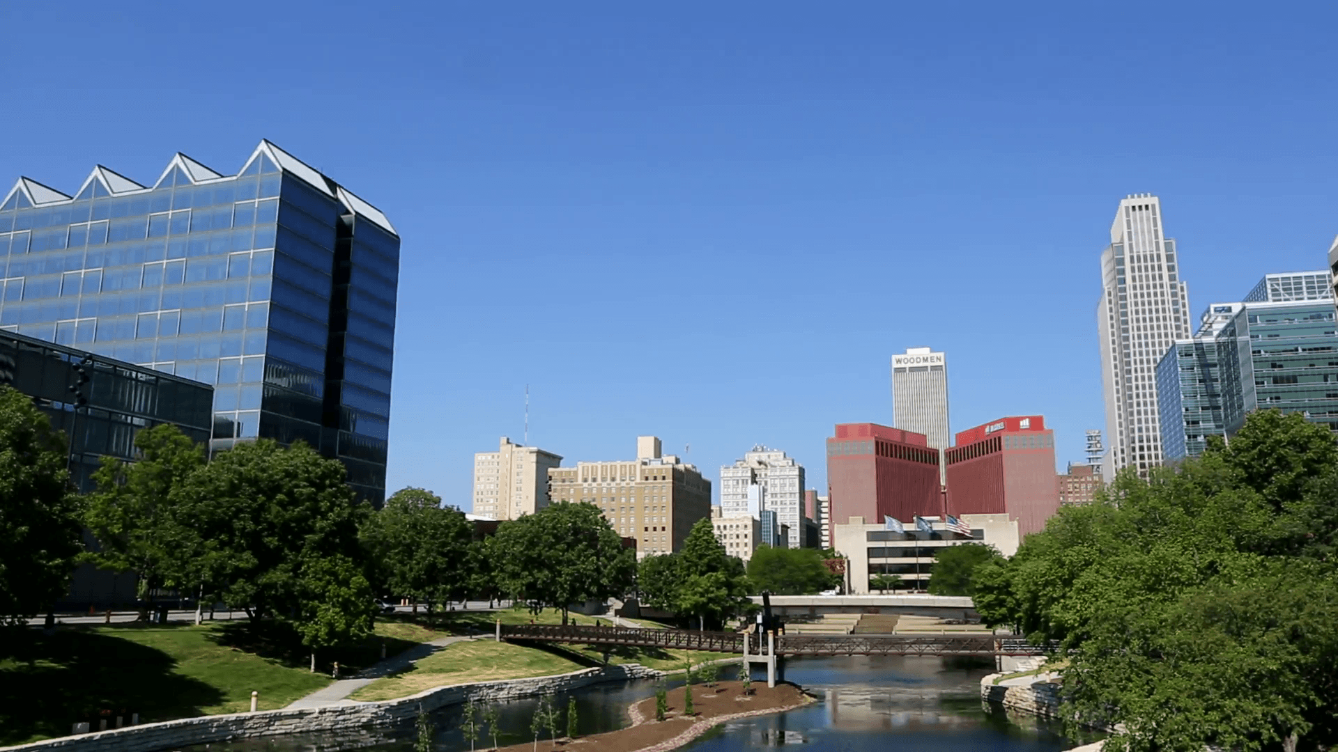 The skyline of downtown Omaha, Nebraska, the largest city in the.