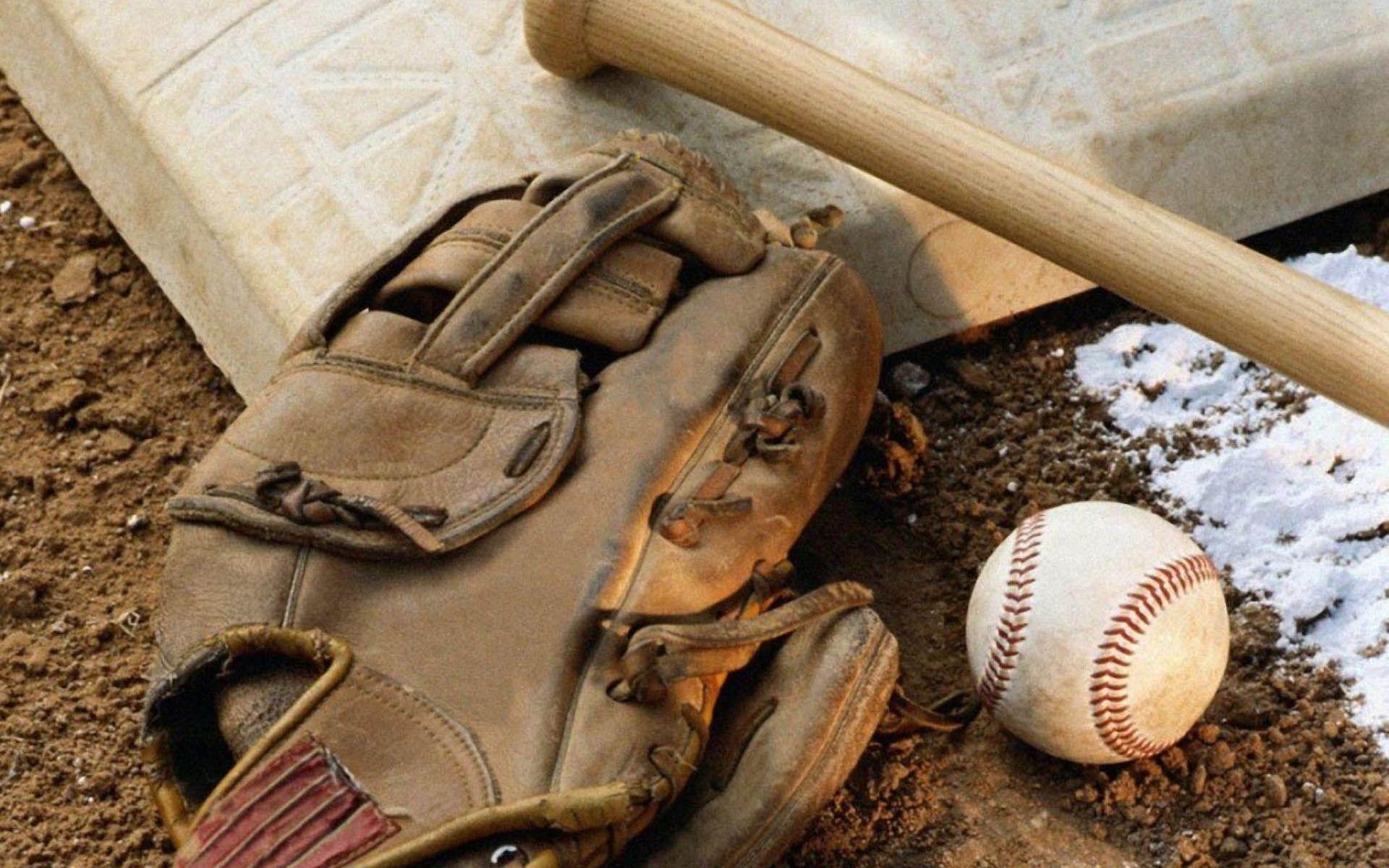 Baseball glove, ball and bat wallpaper download. Wallpaper