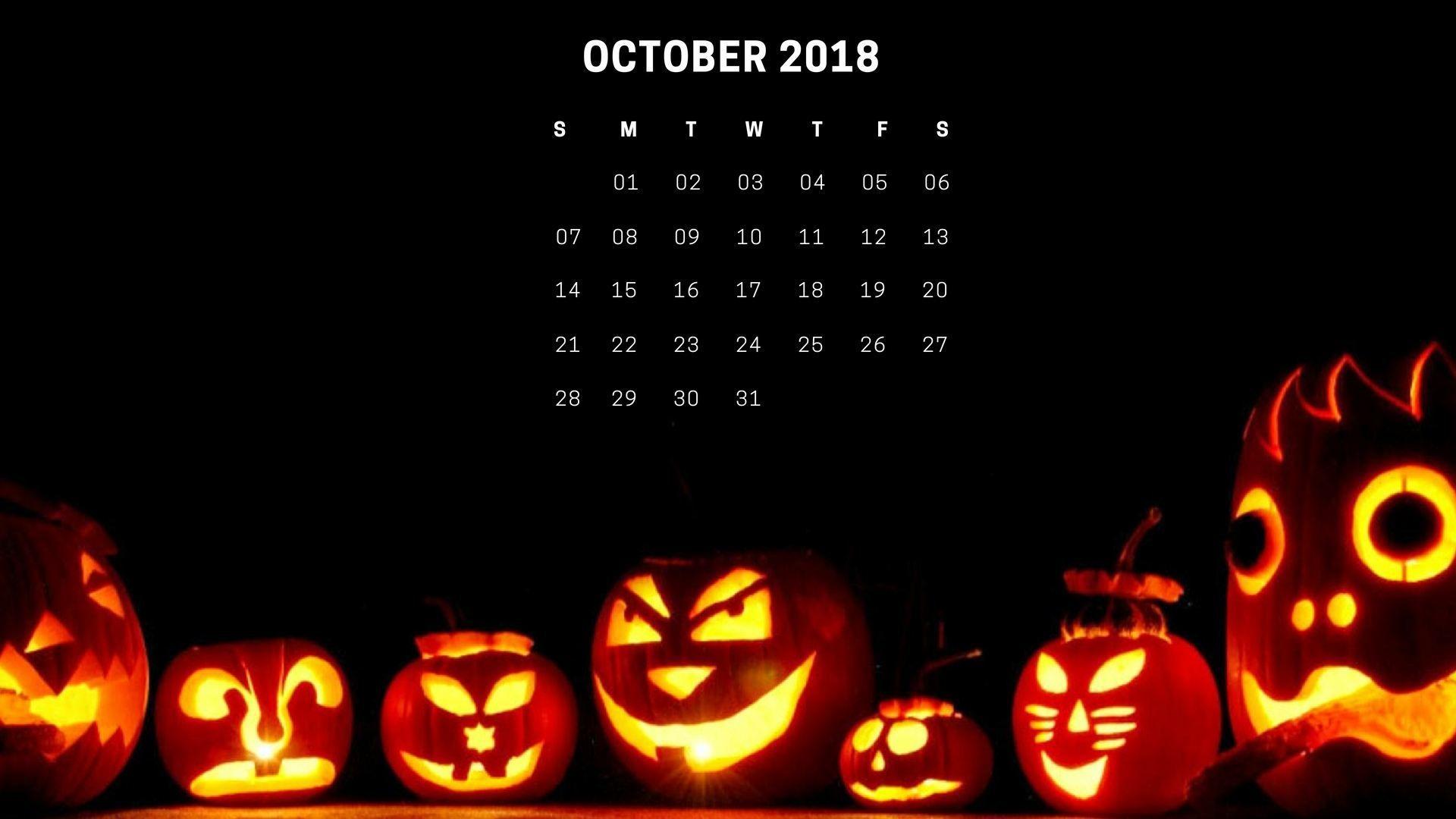 Happy Halloween October 2018 Calendar Wallpaper. Calendar 2018