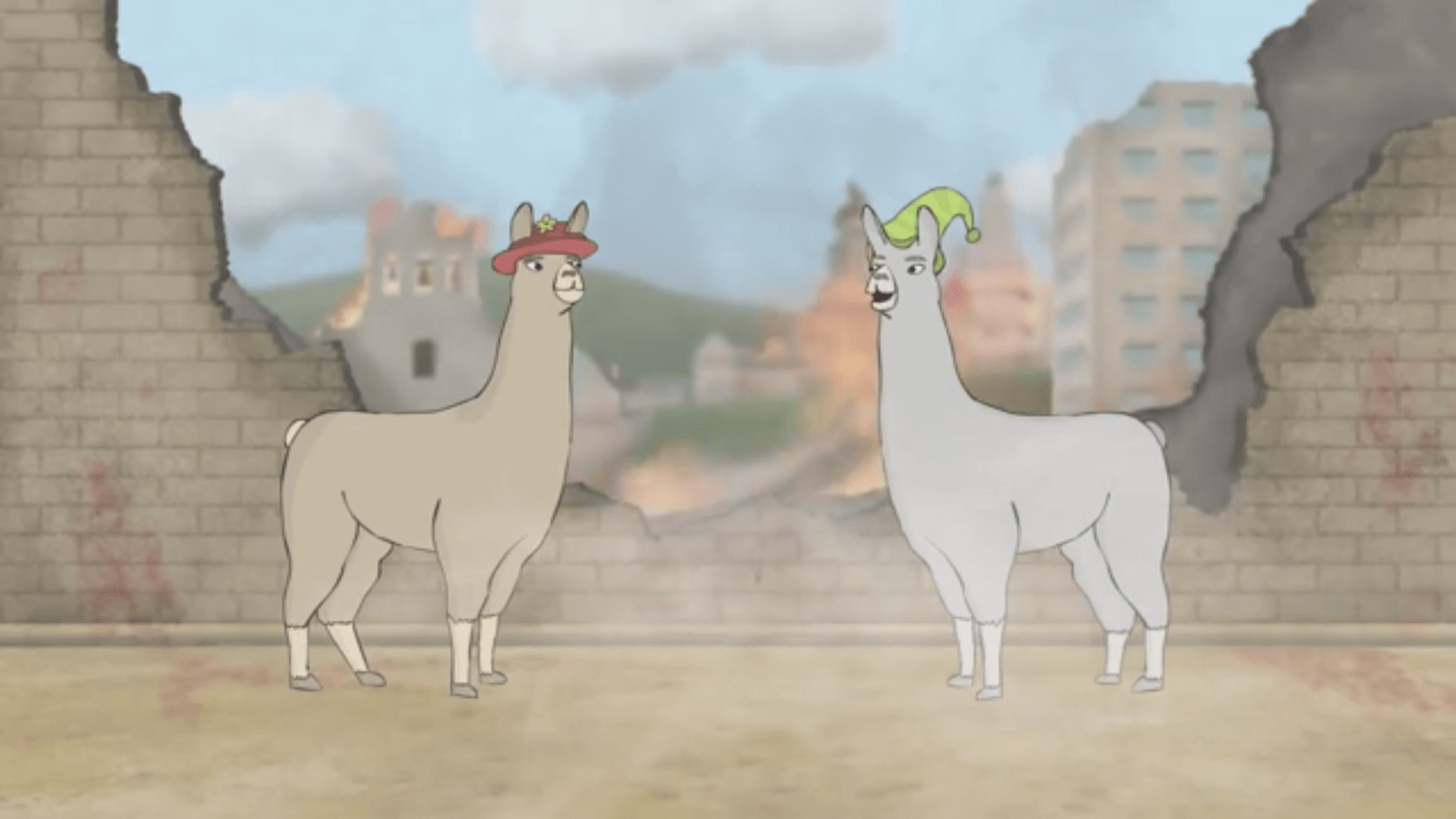 South America. Llamas With Hats