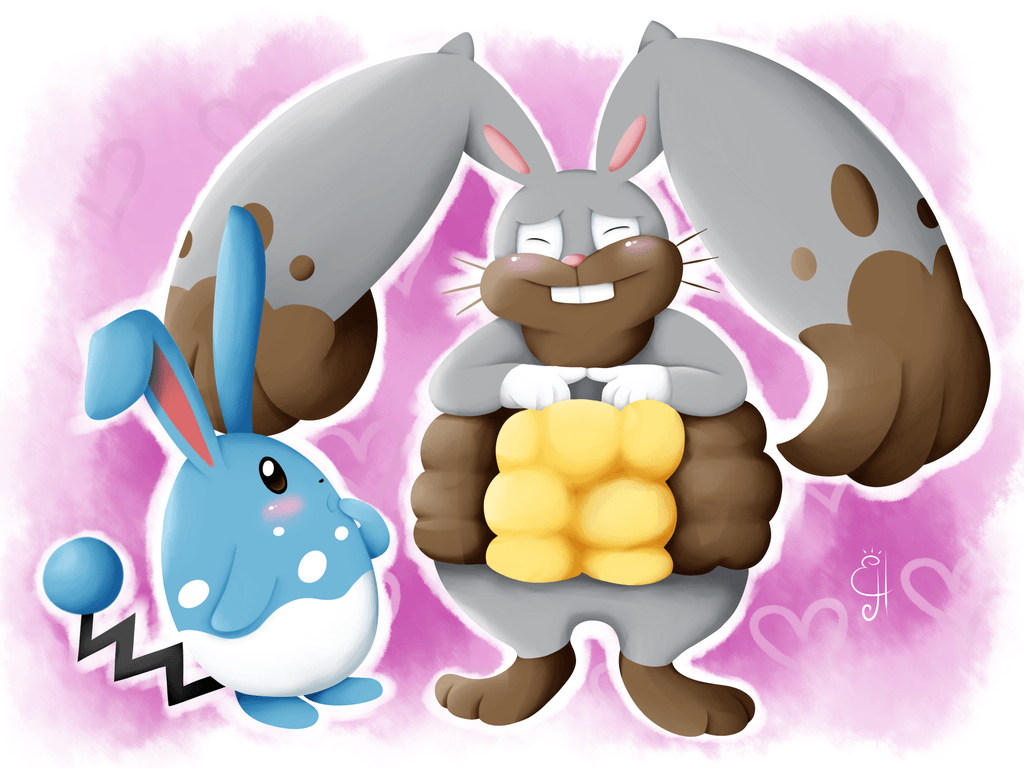 Pokemon Commission Diggersby And Azumarill By Exceru Karina