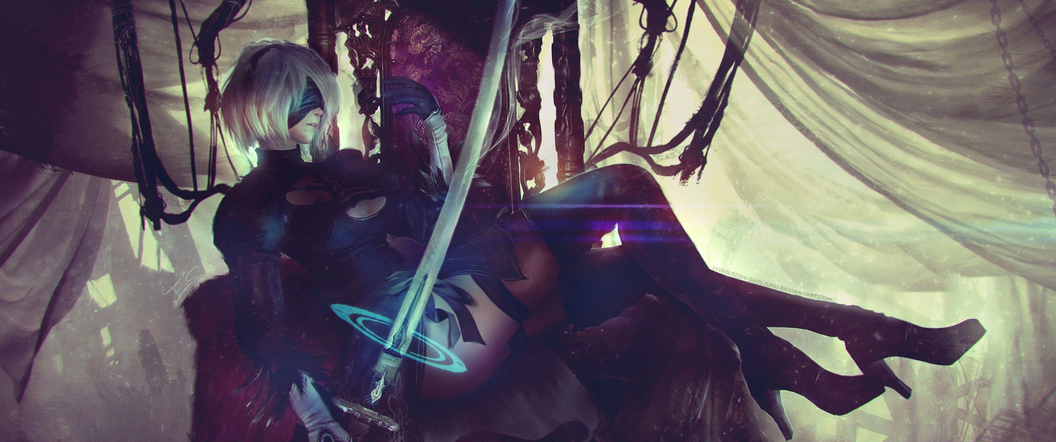 Download 3440x1440 Nier: Automata, Yorha No.2 Type B, Sword