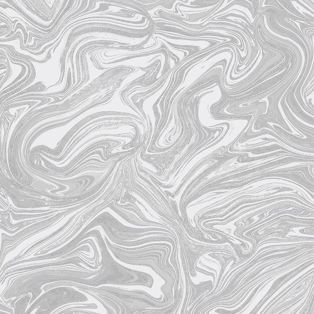 Henderson Interiors Prosecco Sparkle Marble Wallpaper White, Silver