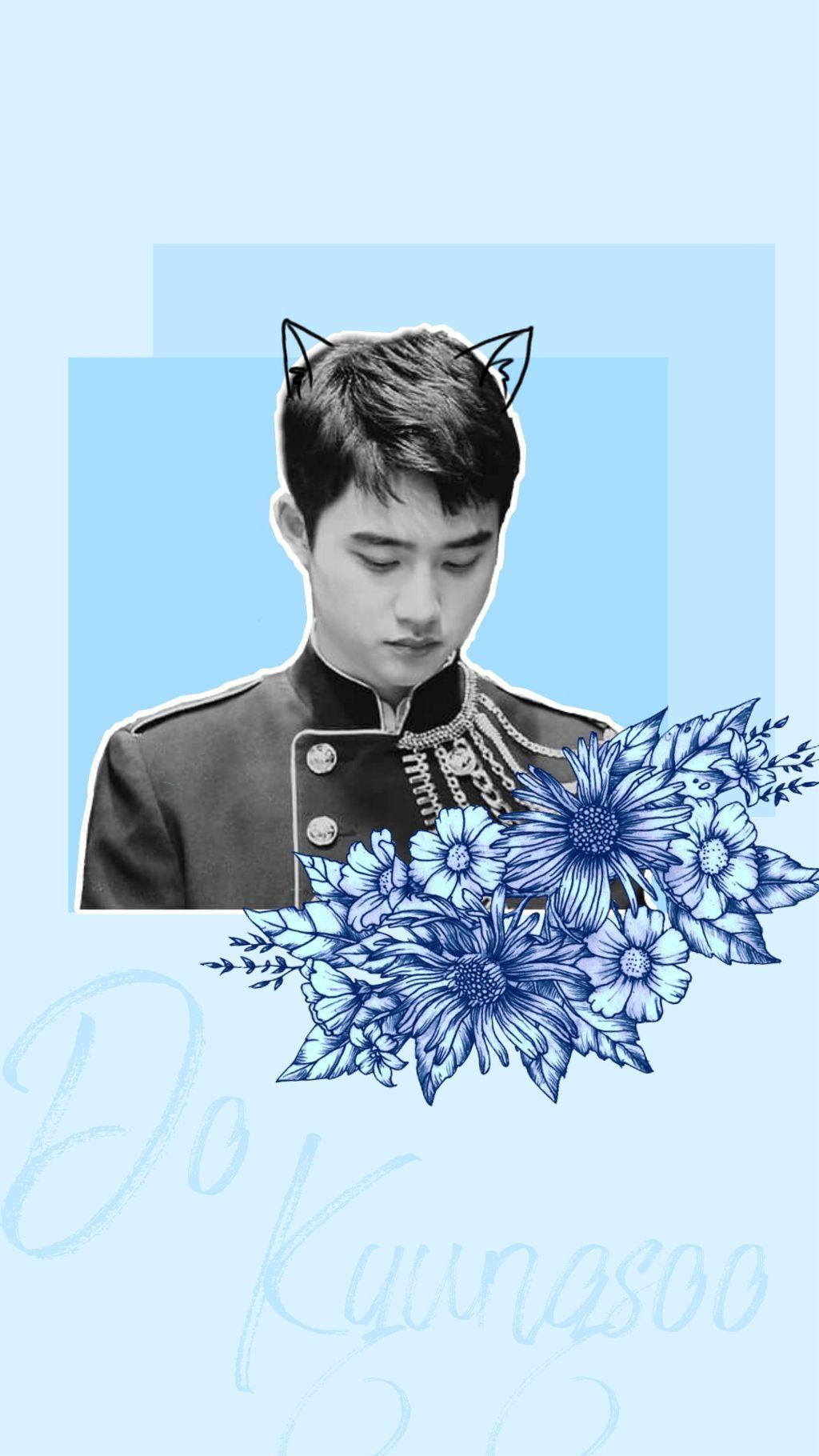 exo d.o do kyungsoo wallpaper blue flower