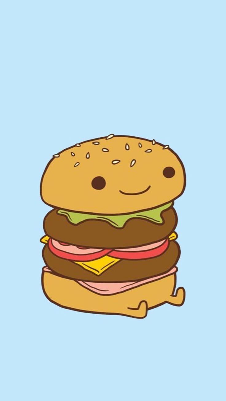 happy food. Wallpaper. Burgers, Kawaii and Illustrations