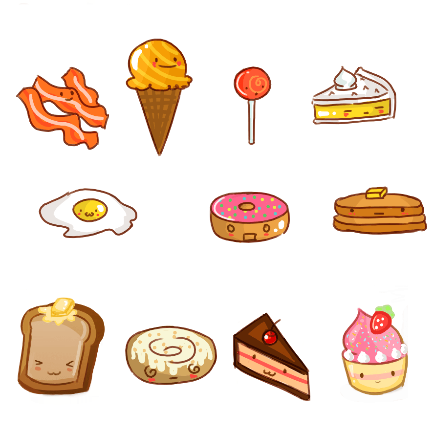 888x888px Cute Cartoon Food Wallpaper