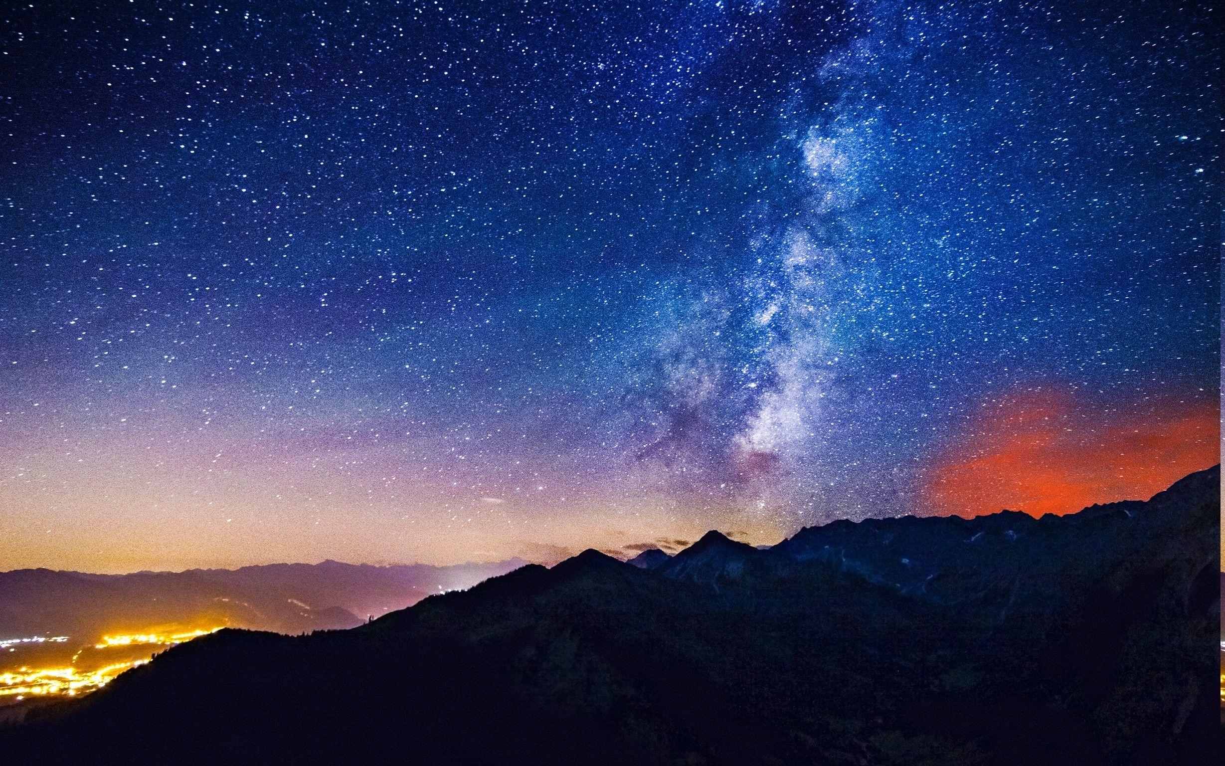 nature mountain stars sky wallpaper and background