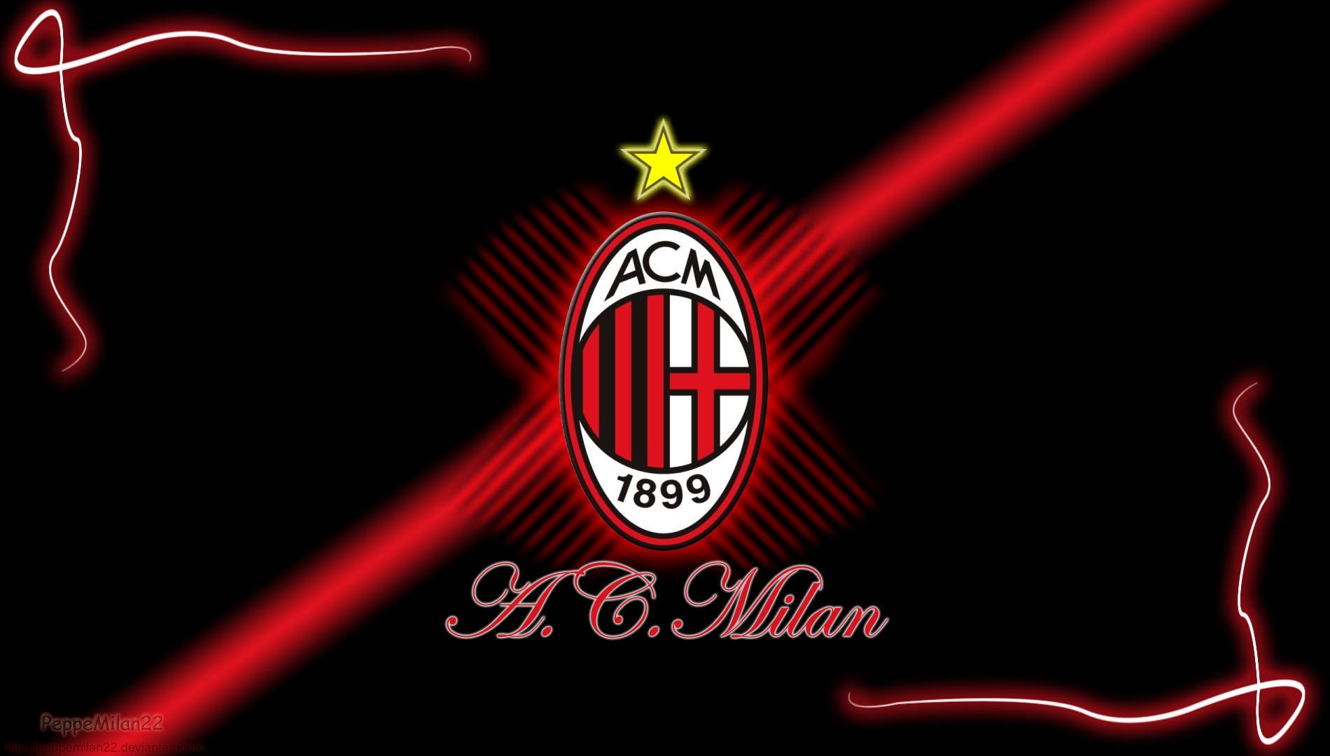 AC Milan Football Logo Black Background HD Wallpaper Widescreen