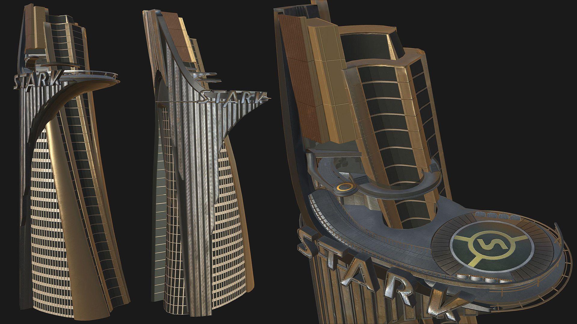 stark tower 3D model obj fbx tga 1. Marvel. Tower, Iron