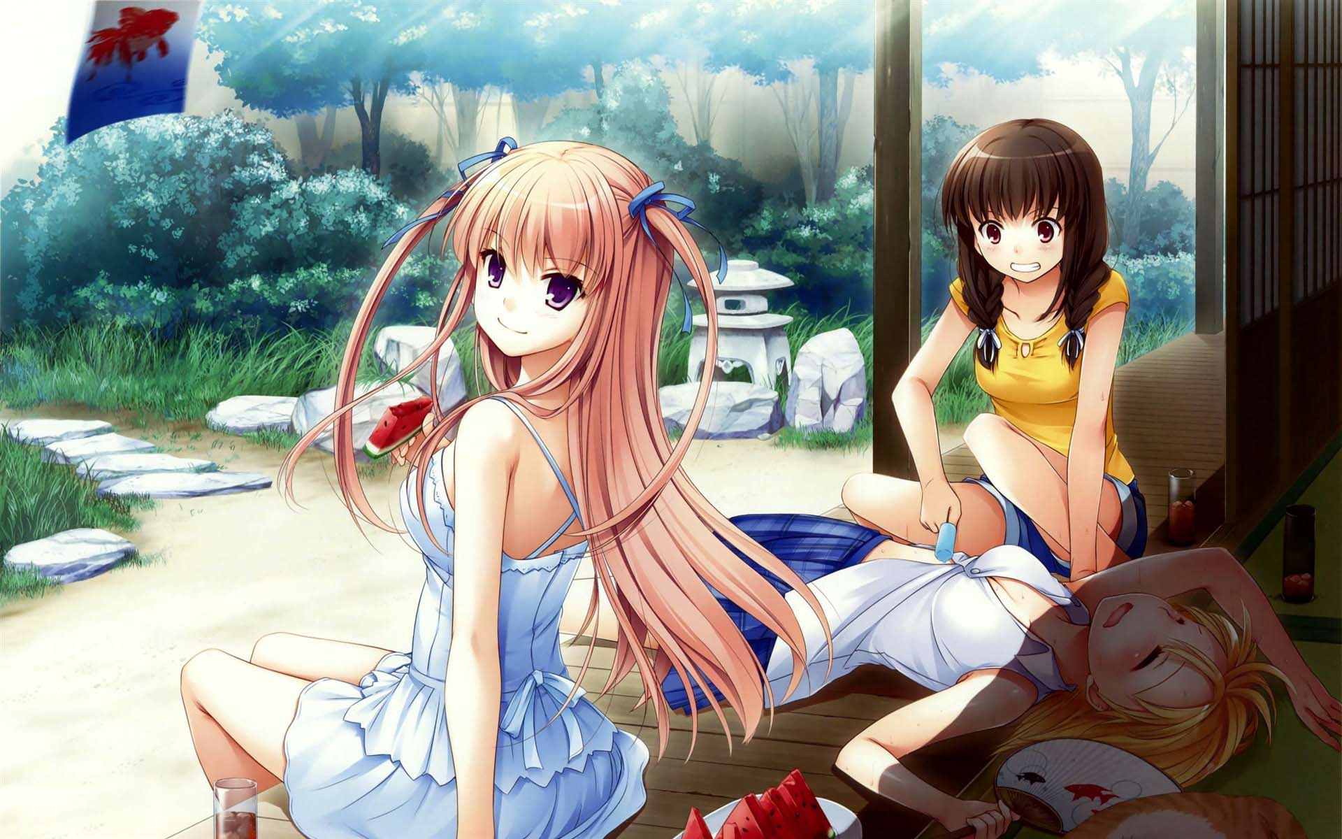 Absract Anime Girls Friends Fun HD Desktop Wallpaper 1920x1200
