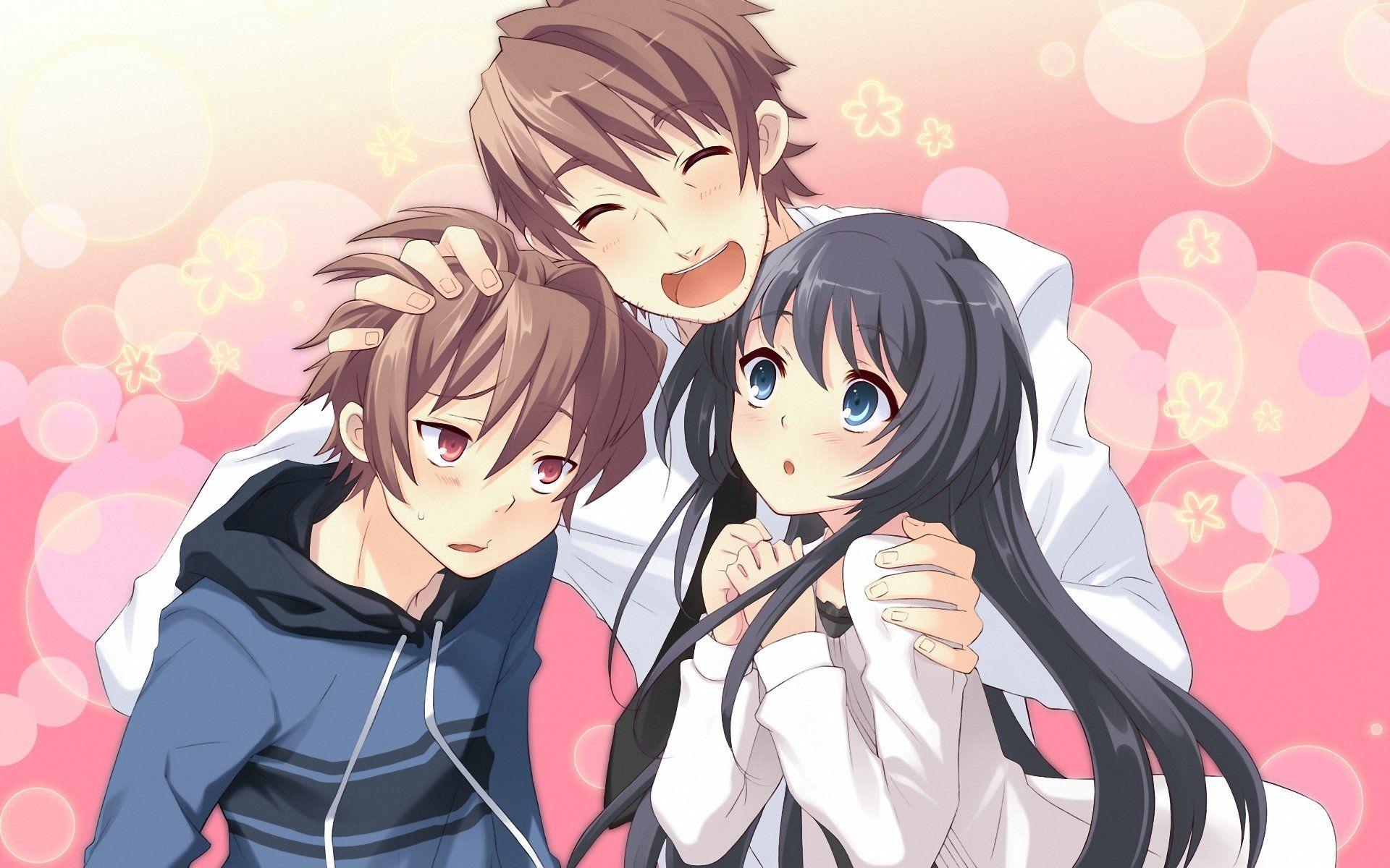 Anime girl friends group cute boys wallpaperx1200