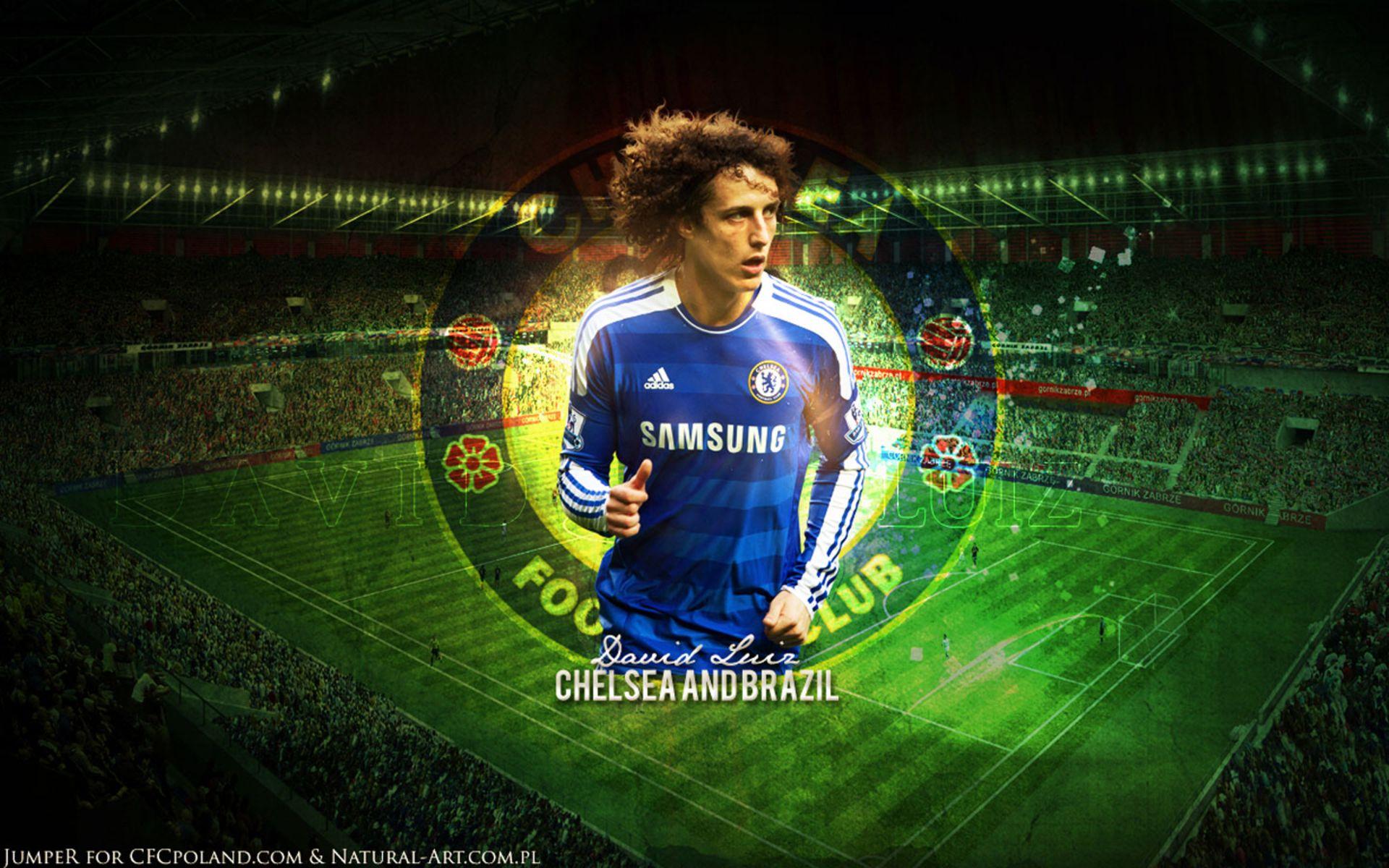 Chelsea David Luiz on the background of the stadium wallpaper