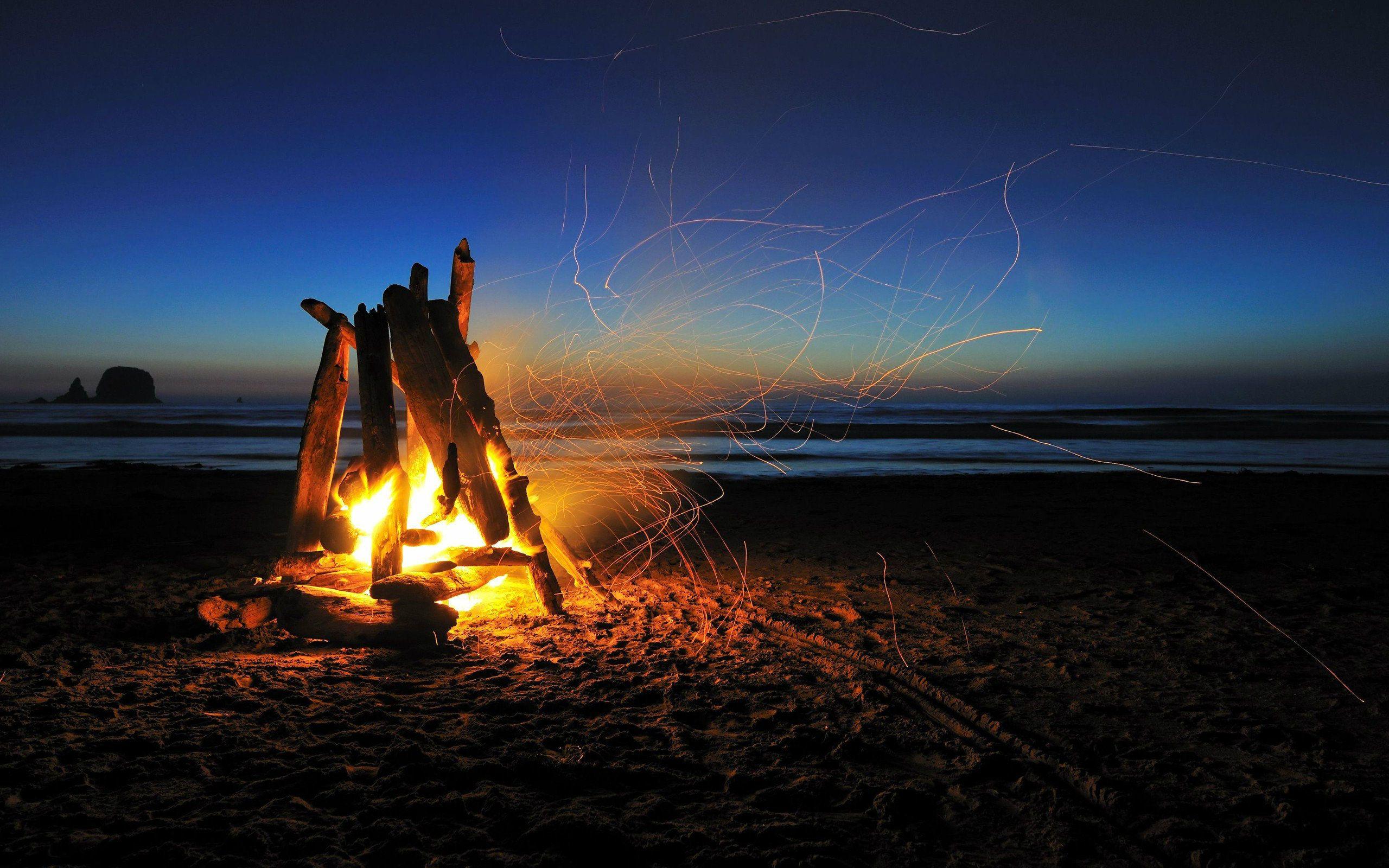 Beach Night Wallpaper Campfire