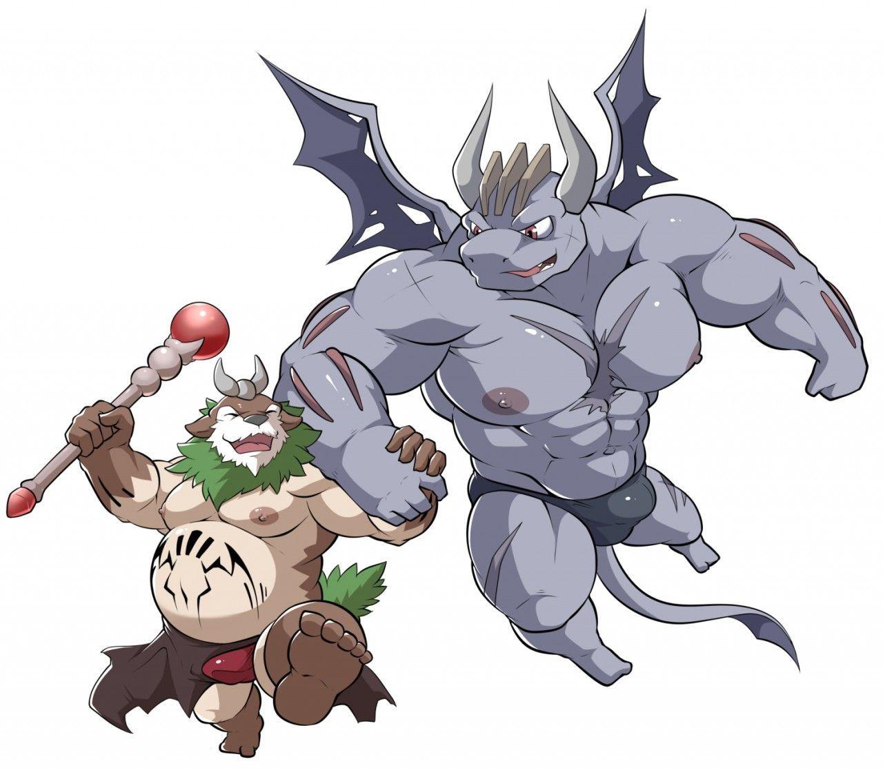 Summoner Gogoat & Familiar Machoke Demon Maldu. Pokémon