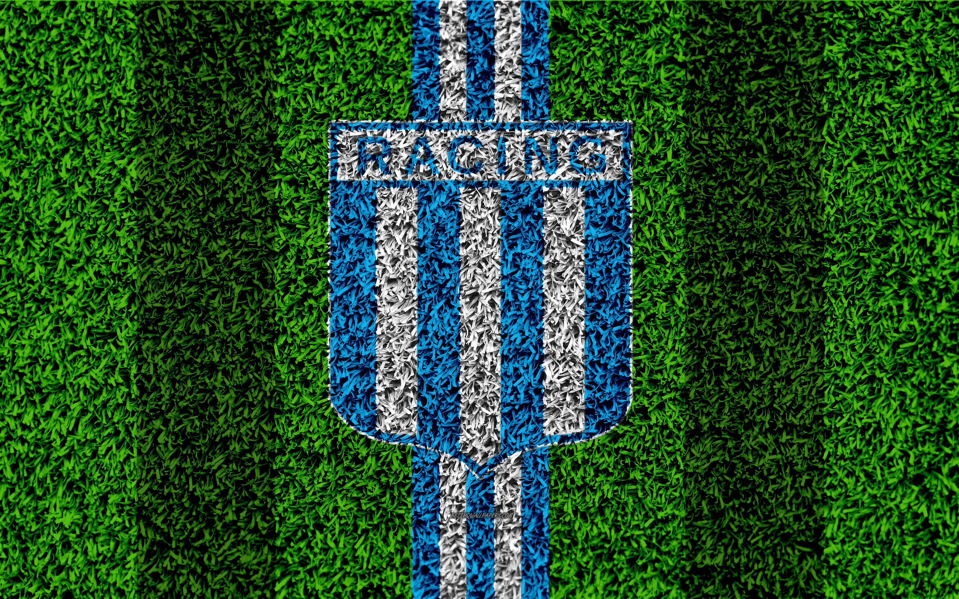 Download wallpaper Racing Club FC, 4k, football lawn, logo
