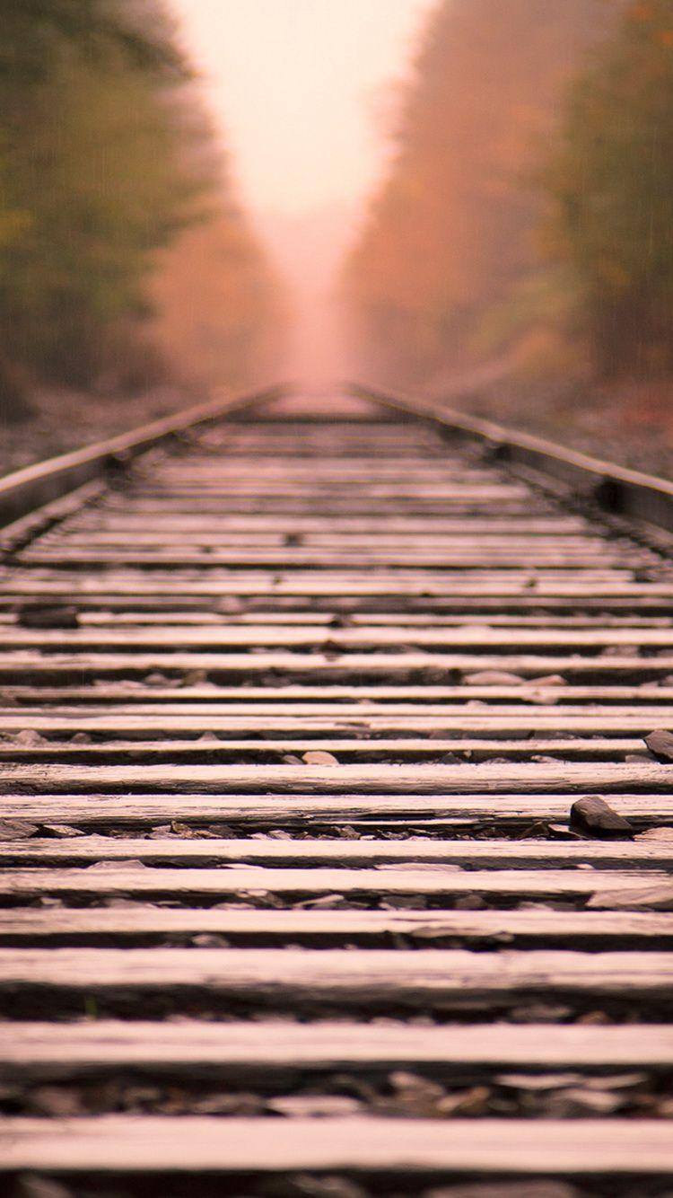 Train Tracks Straight Line iPhone 6 Wallpaper HD Download