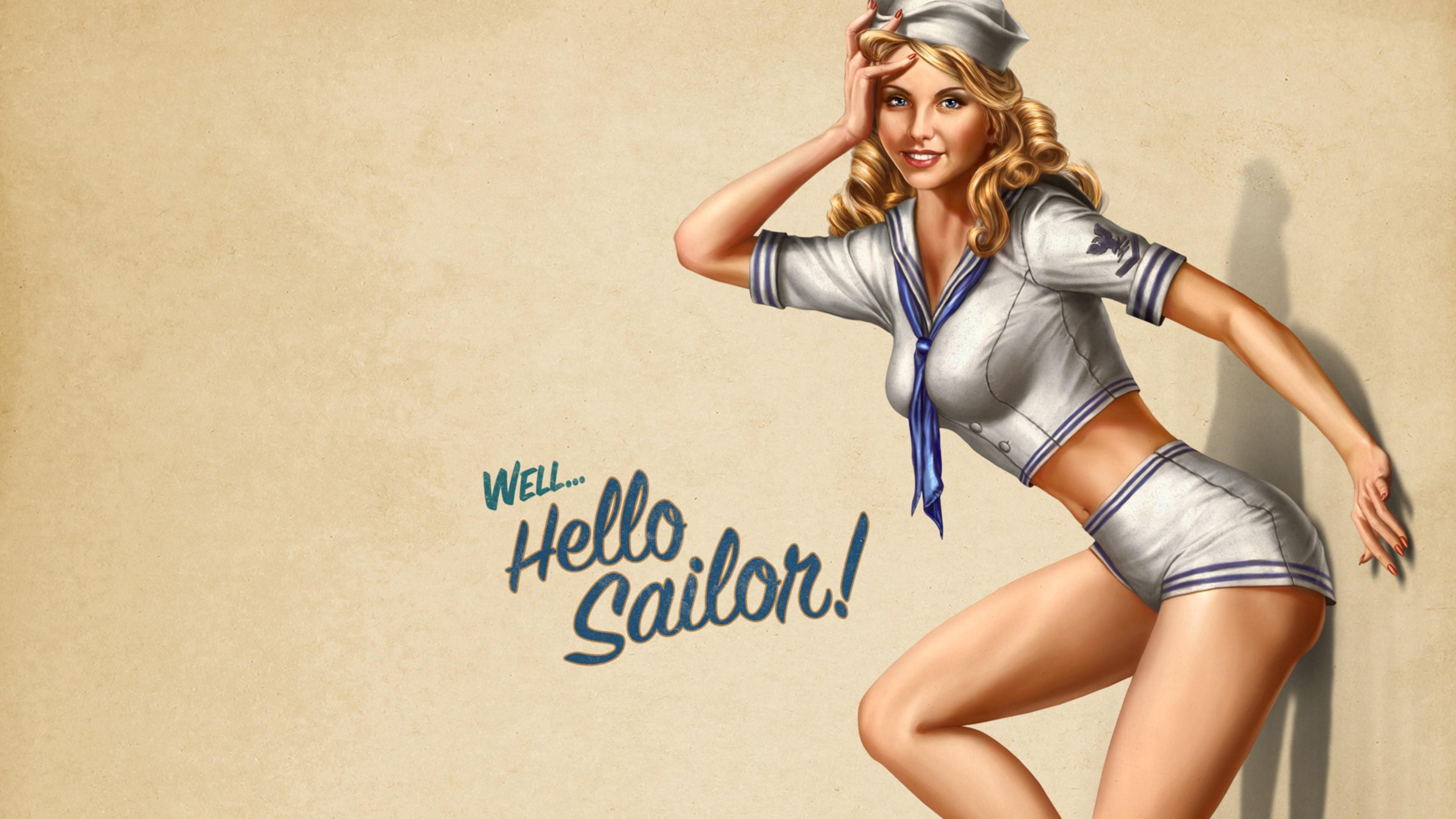 Hello Sailor! Pin Up Girl Wallpaper. Wallpaper Studio 10