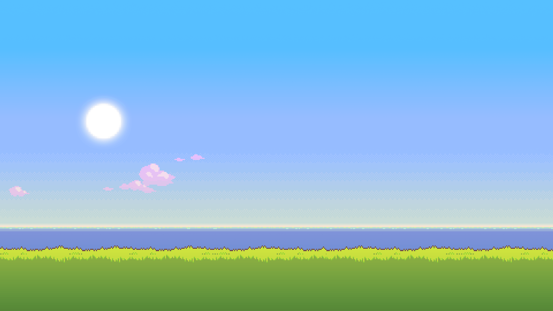 UPDATE: New version of the '8Bit Day' Wallpaper Set. Pixel wallpaper changes based on time of day! [Download different resolutions and installation instructions in comments.]