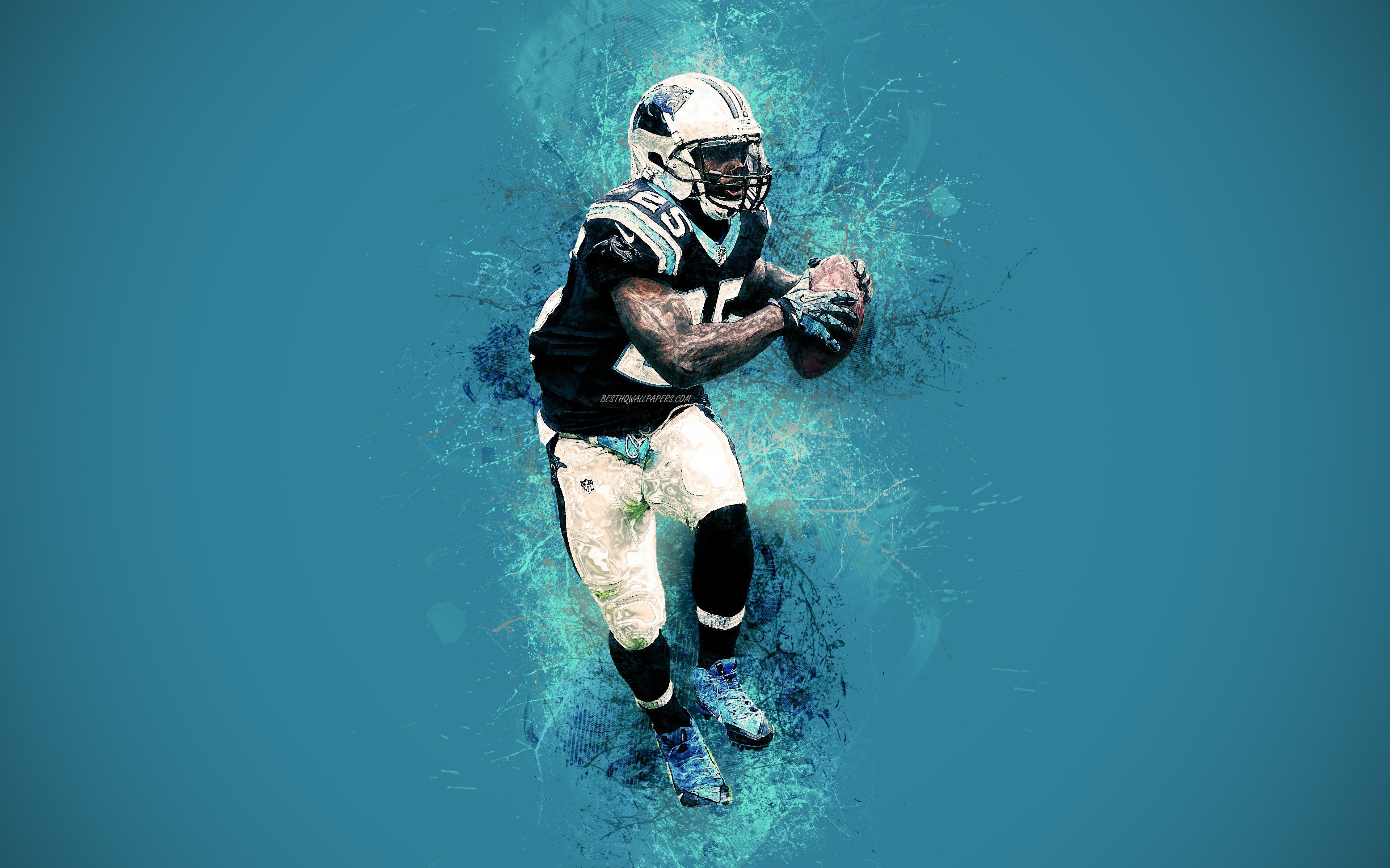 Download wallpaper Kenjon Barner, Carolina Panthers, NFL, running