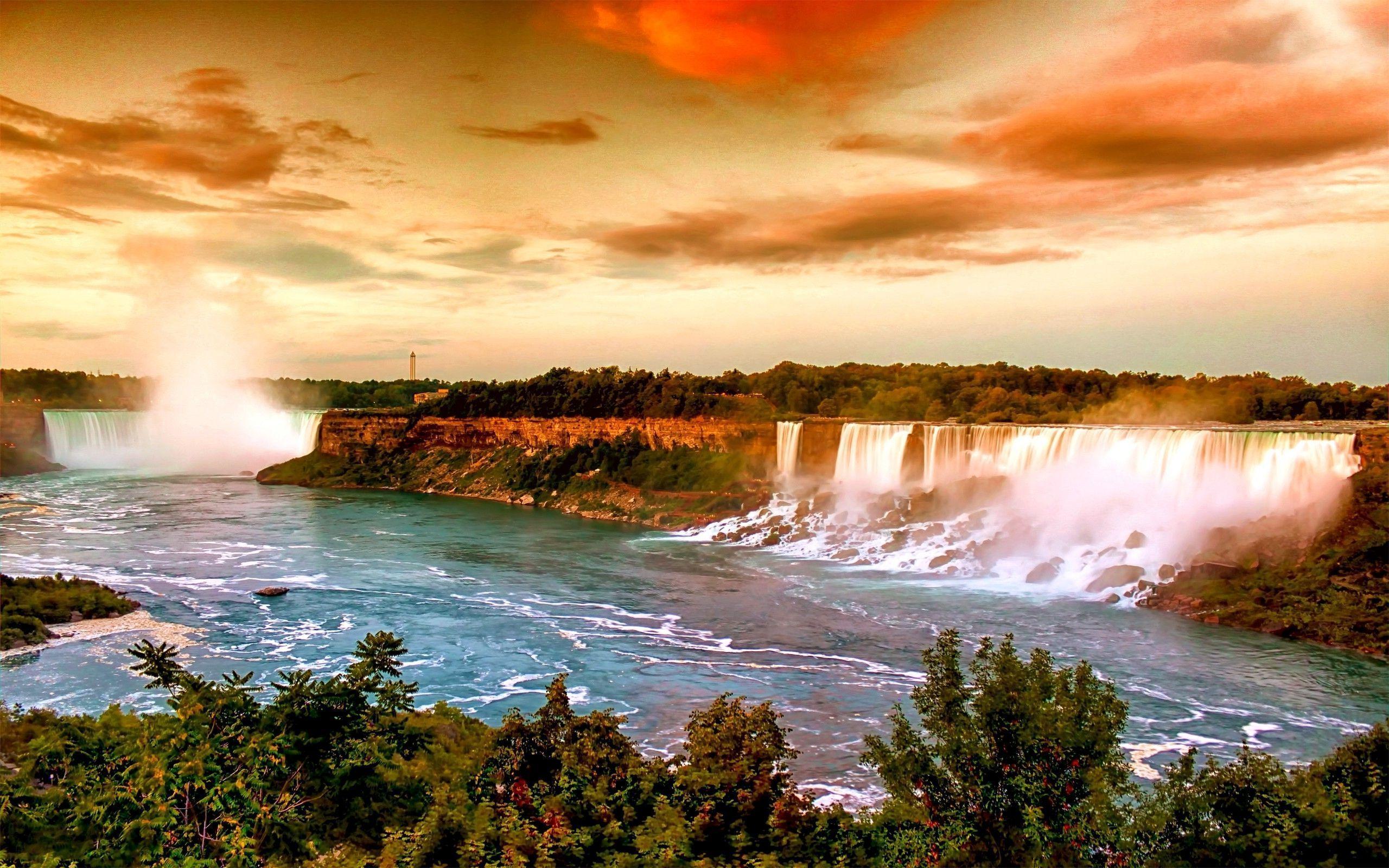Niagara Falls At Sunset Wallpaper Wide or HD. Photography