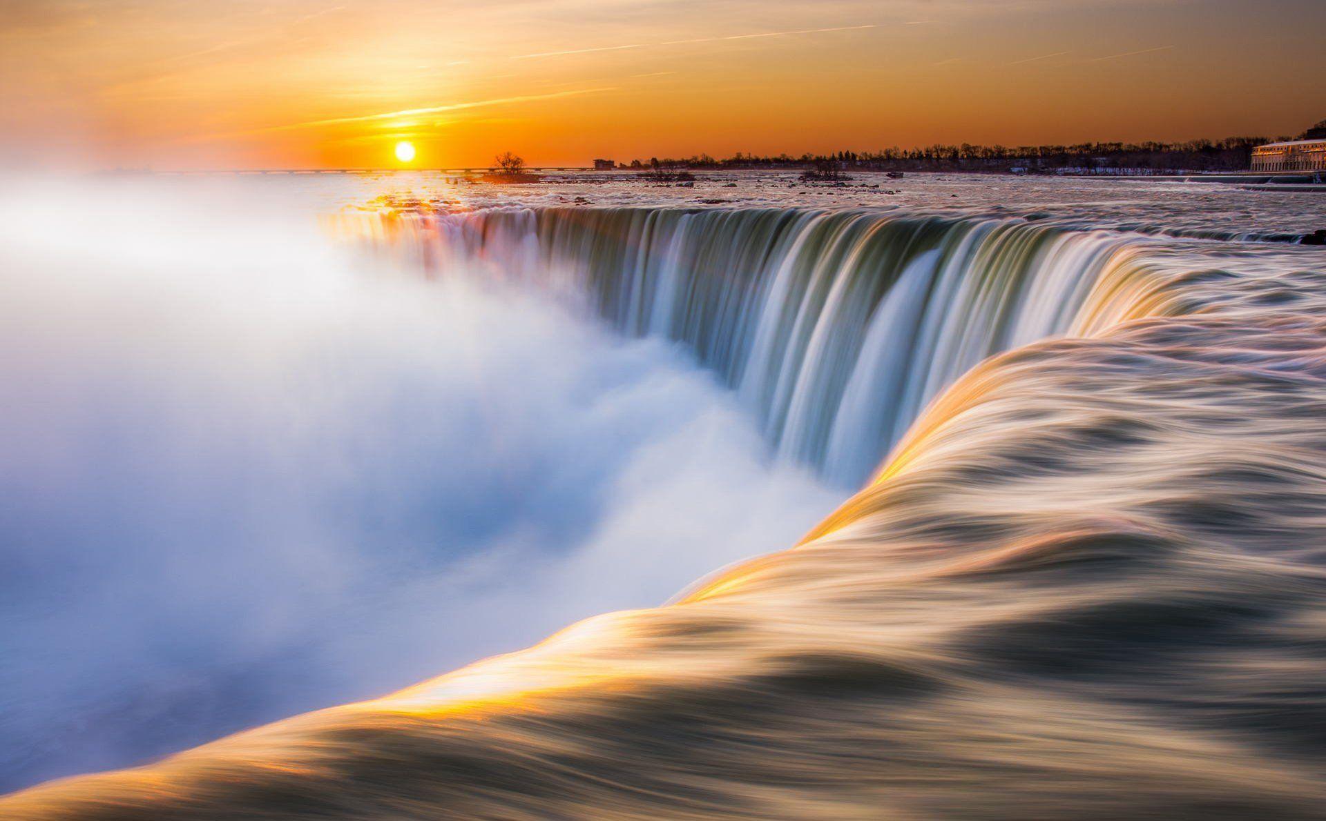 niagara falls canada niagara river winter morning sun HD wallpaper