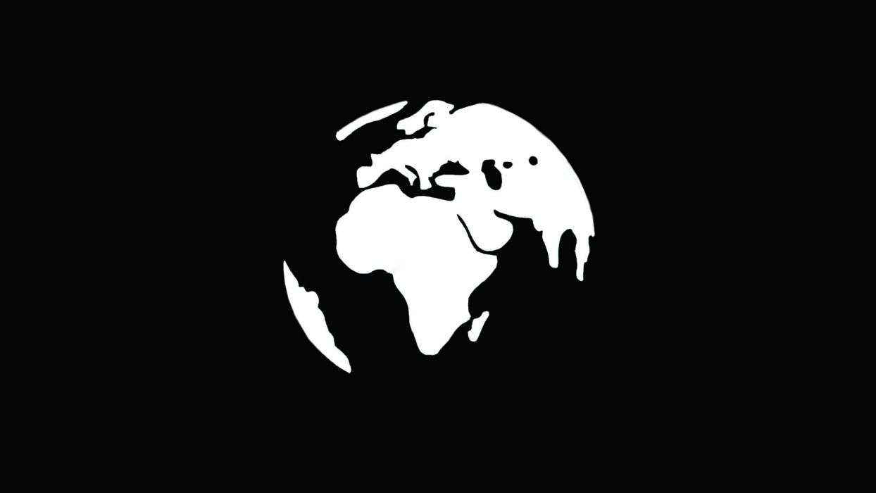 World minimalism simple black white continents Africa Europe globes