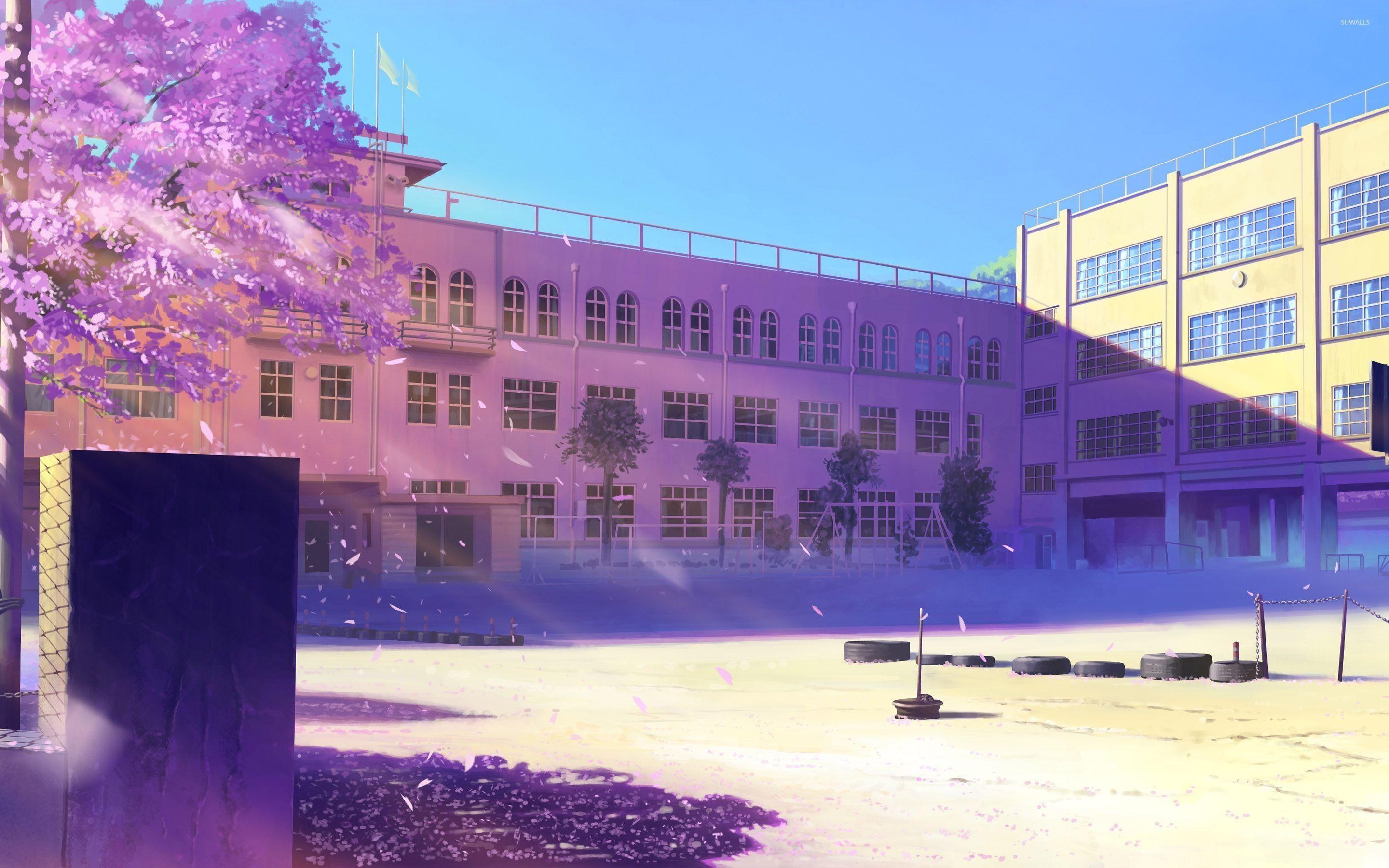 School Building Background Anime