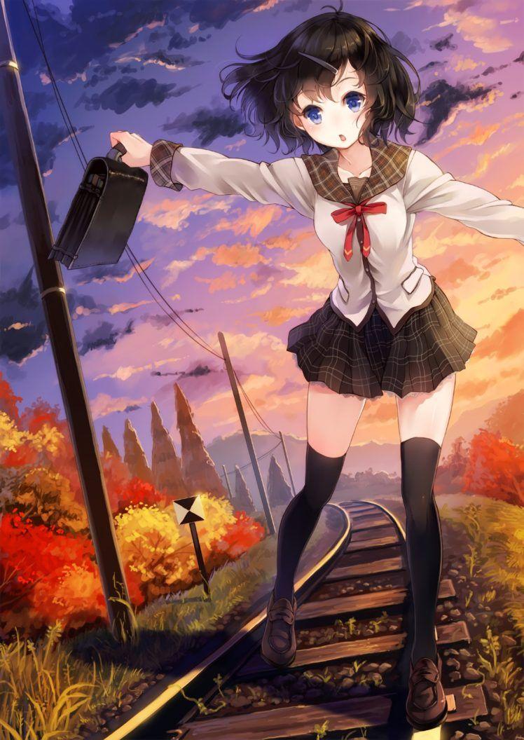 Anime School Girl Pink HD Wallpaper