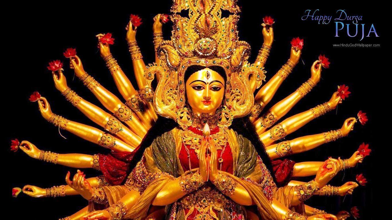 Download Durga Mata Hd On Throne Wallpaper | Wallpapers.com