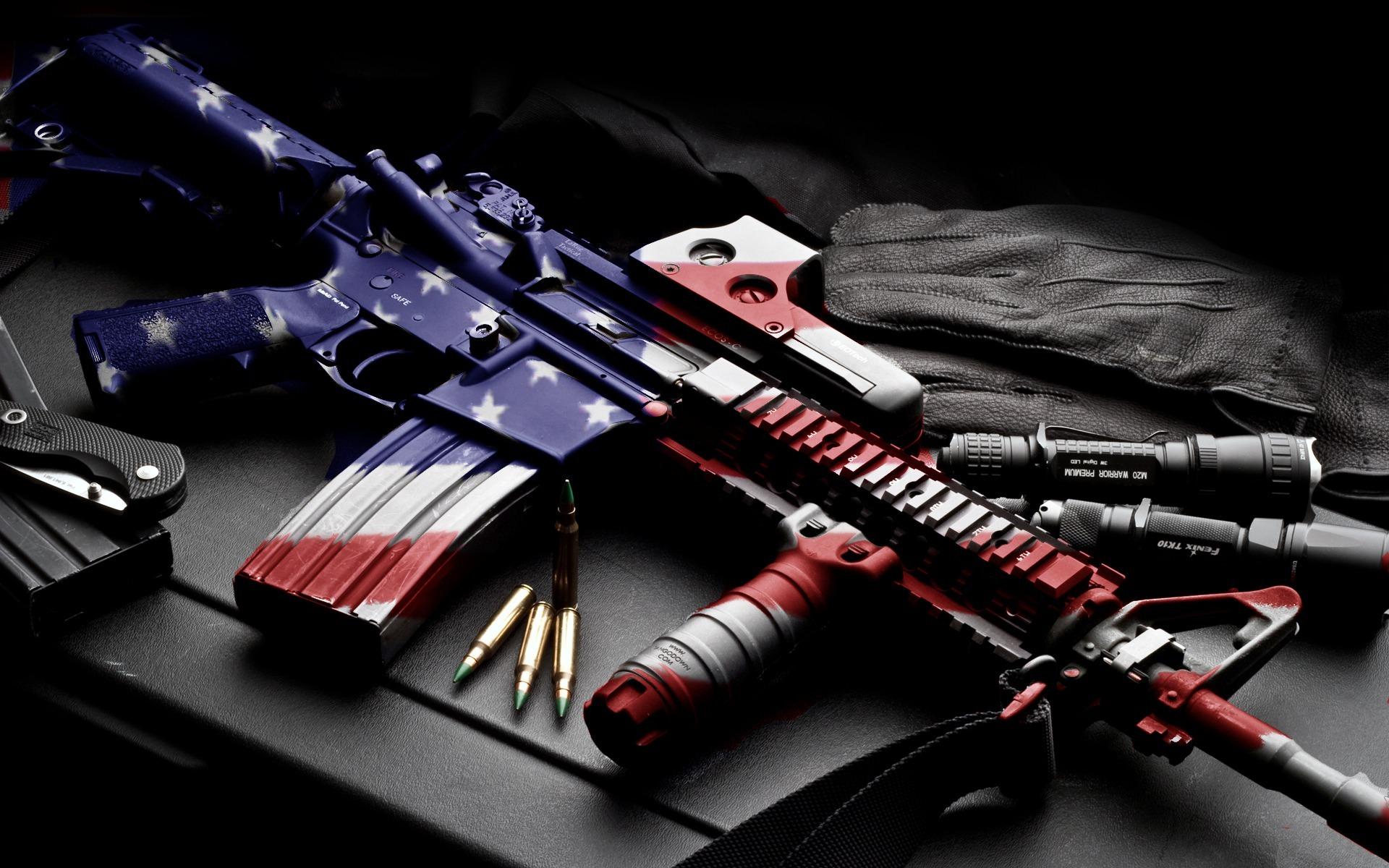 American flag printed on Rifle HD wallpaper. HD Latest Wallpaper